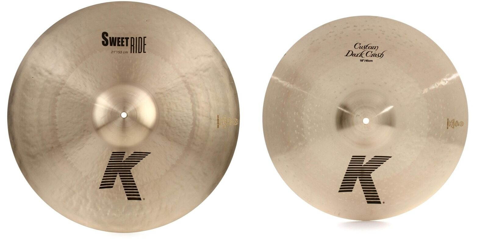 Zildjian 21 inch K Zildjian Sweet Ride Cymbal + Zildjian 18 inch K Cust Dark