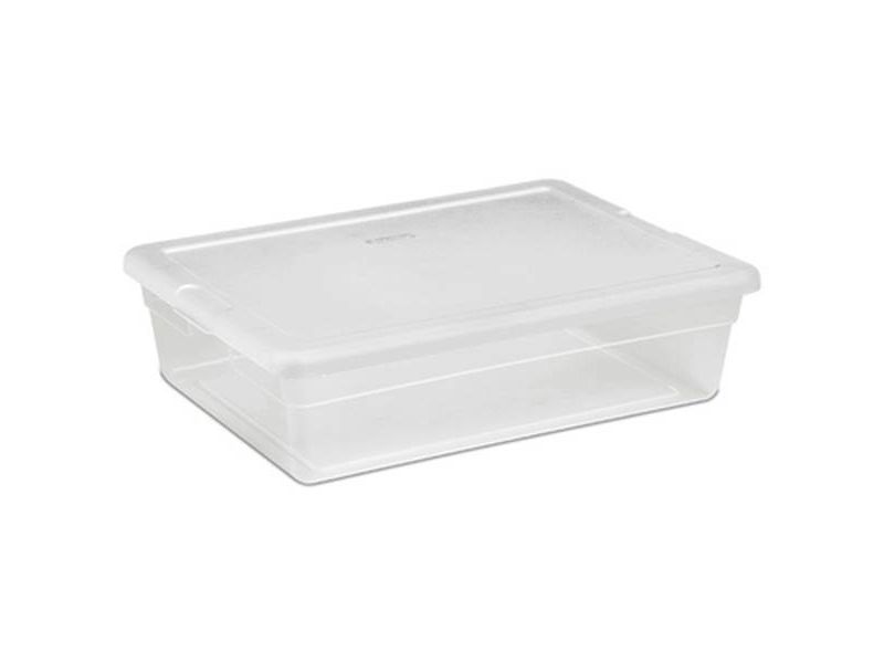 Homz 64 Quart Secured Seal Latch Extra Large Single Clear Stackable Storage Container Tote with Blue Lid for Home, Garage, or Basement (2 Pack)