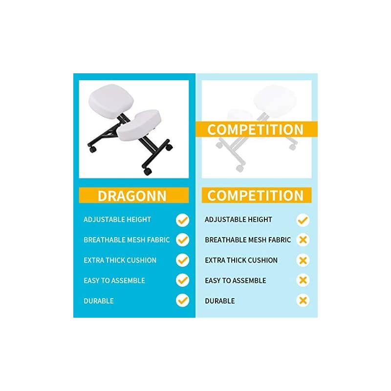 by VIVO Ergonomic Kneeling Chair, Adjustable Stool for Home and Office - Improve Your Posture with an Angled Seat - Thick Comfortable Cushions, White, DN-CH-K01W