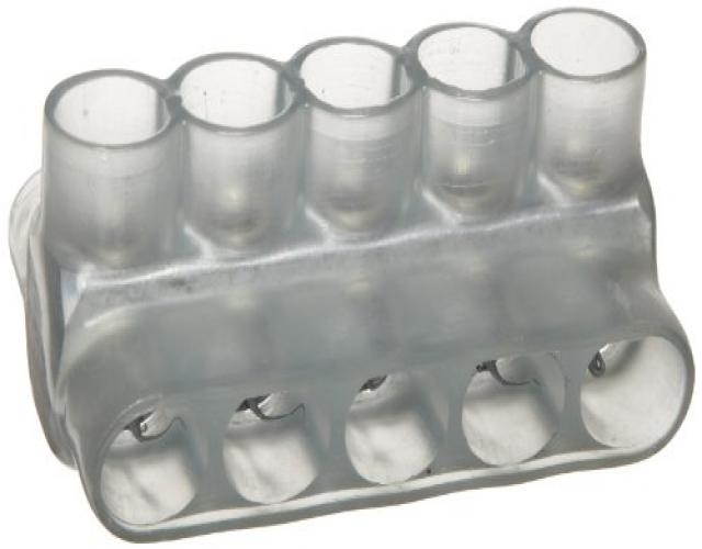 Morris Products 97418 Multi-Cable Connector, Insulated, Dual Entry, Clear, 5 Ports, 350 - 10 Wire Range
