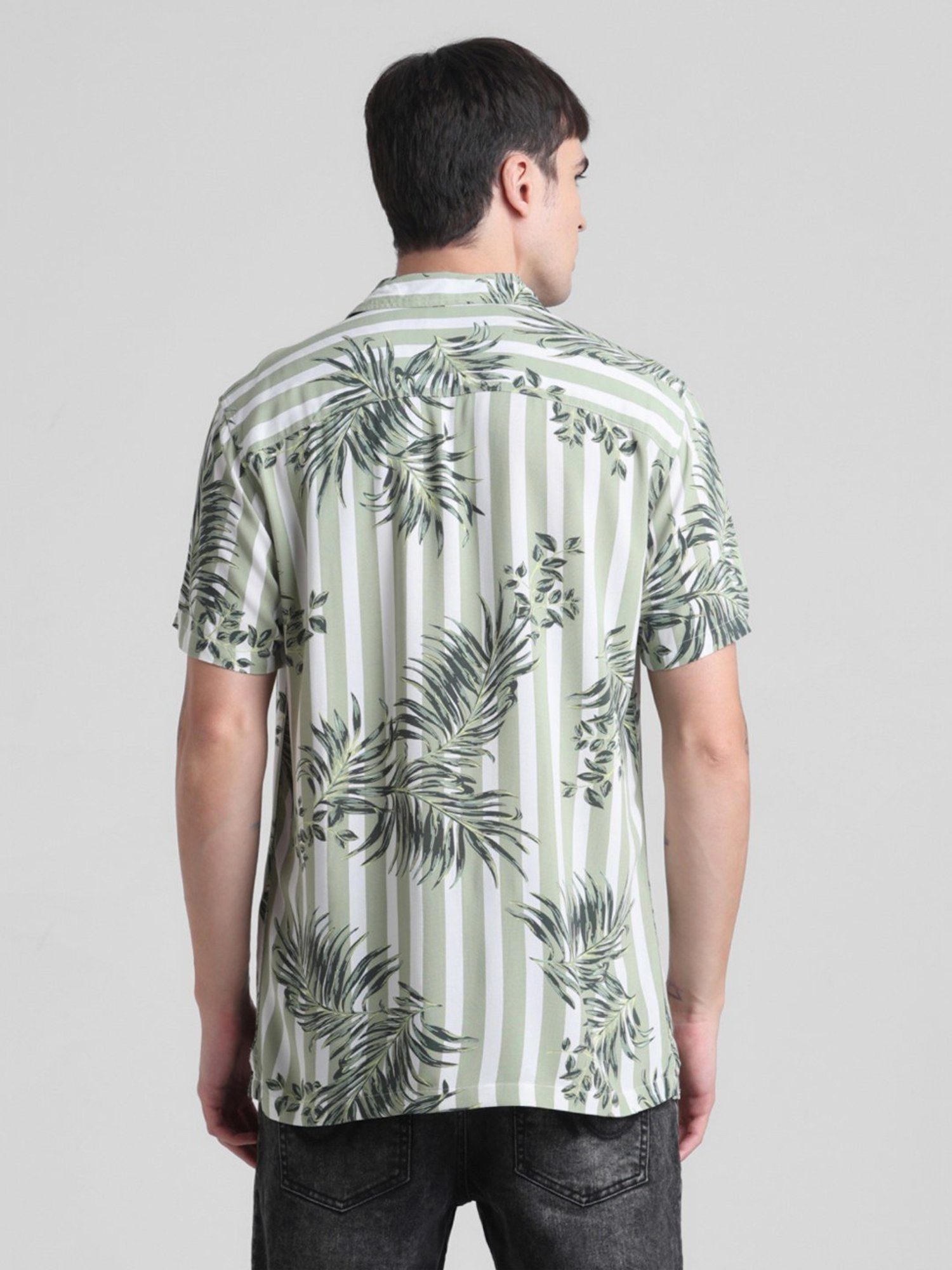Jack & Jones Oil Green Regular Fit Floral Print Shirt