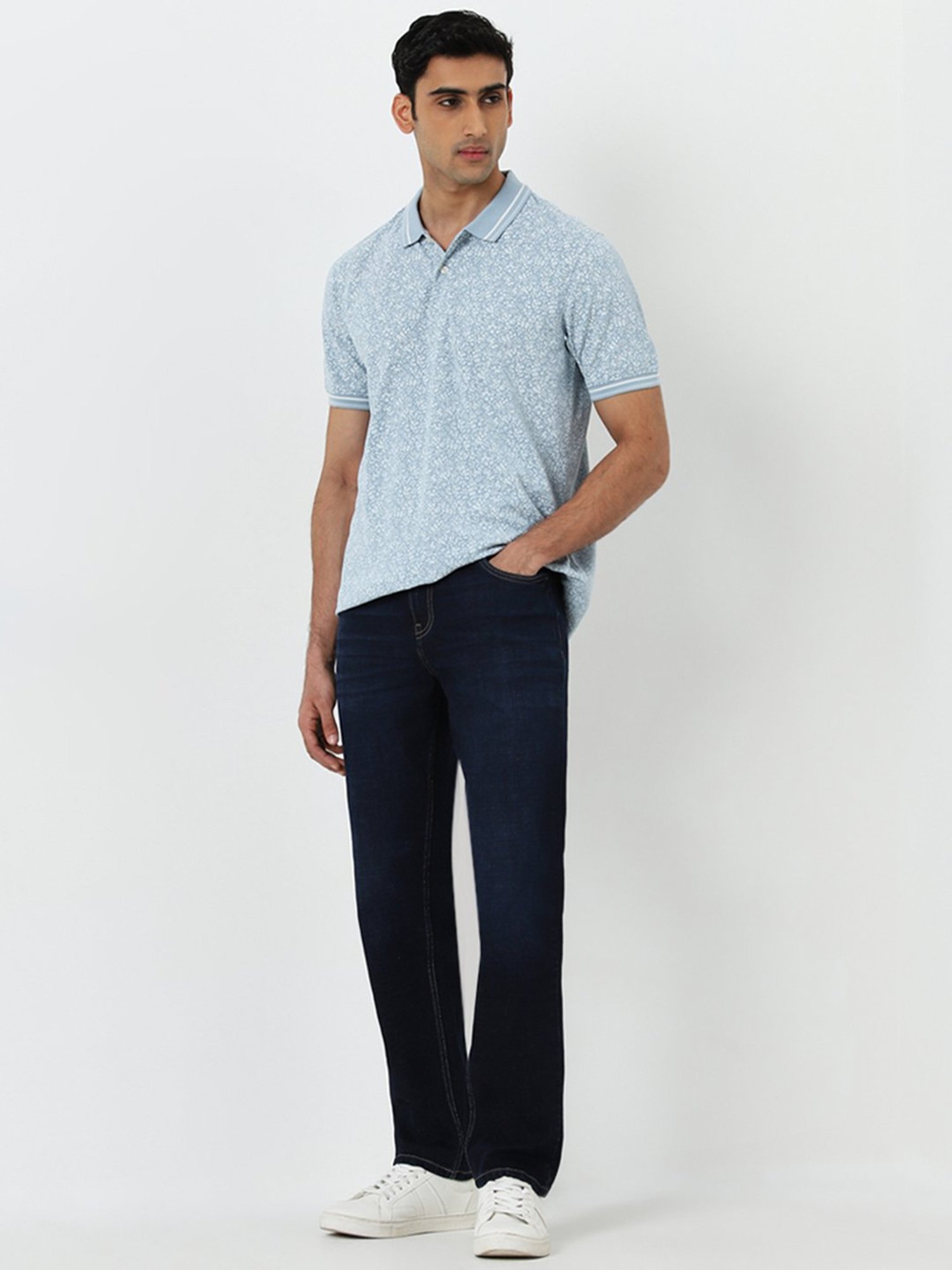WES Casuals by Westside Dark Blue Relaxed-Fit Mid-Rise Jeans