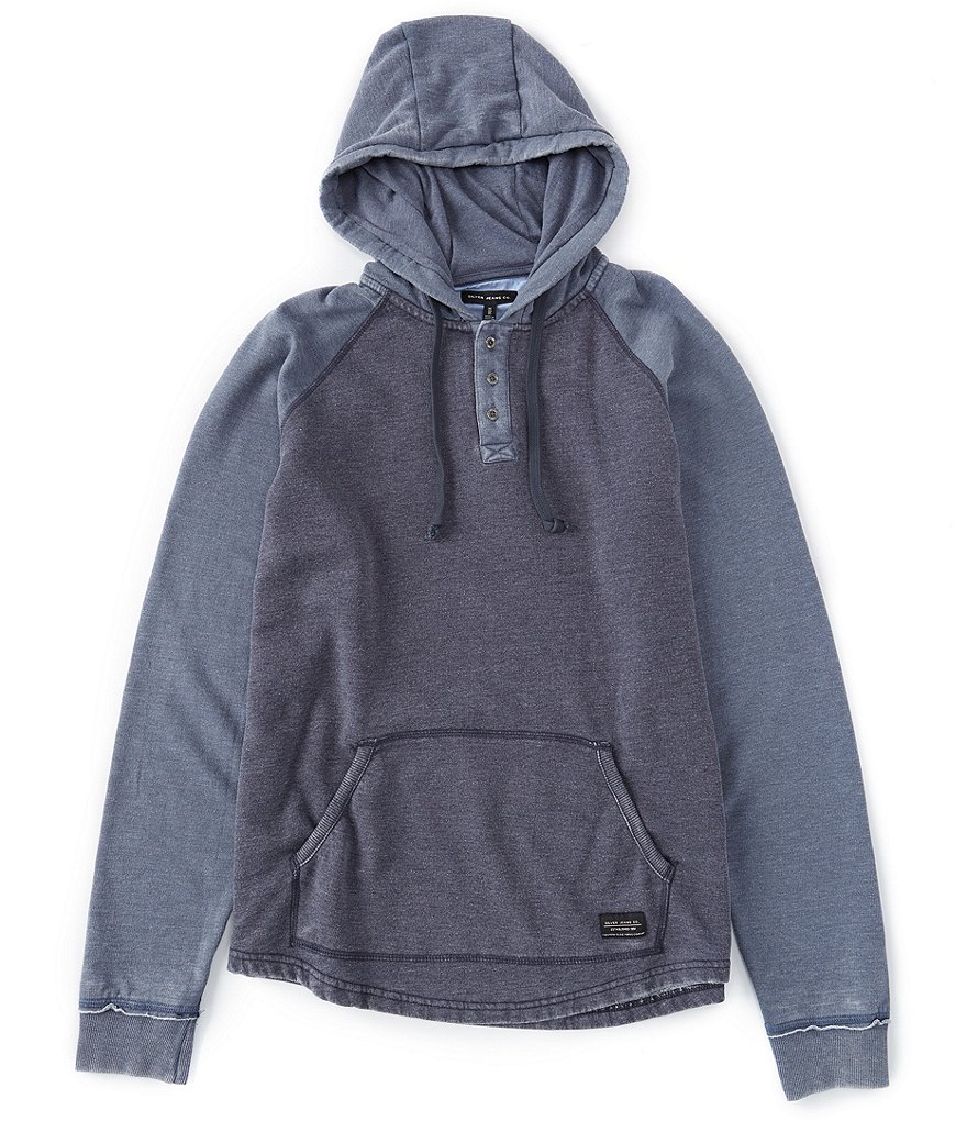 Silver Jeans Co. Long Raglan Sleeve Burnout Baseball Pull-Over Hoody