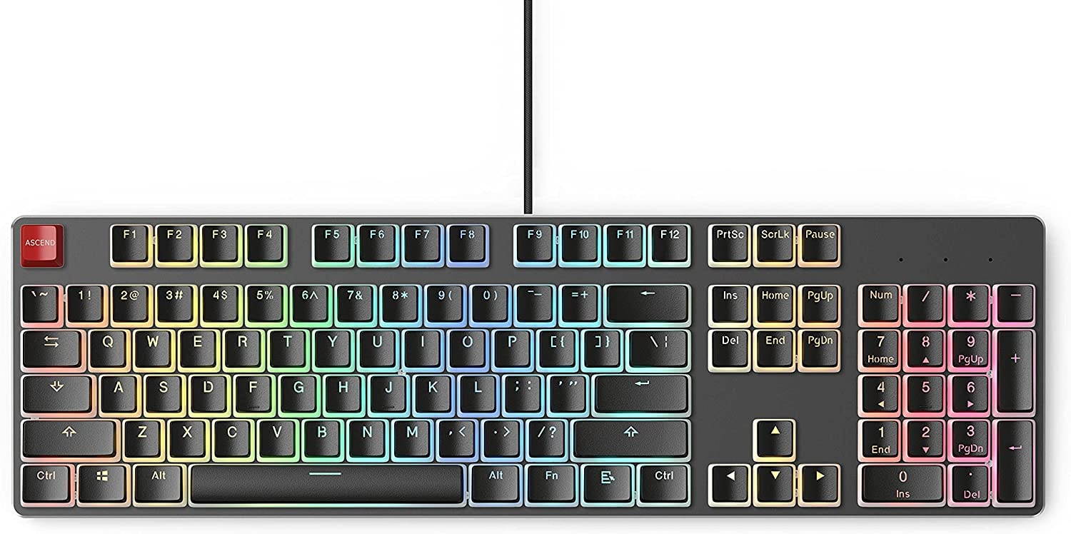 Glorious Modular Mechanical Gaming Keyboard (GMMK)- Barebone Edition (DIY Assembly Required) (Full Size, Black) + Glorious Black Aura Keycaps (Bundle)