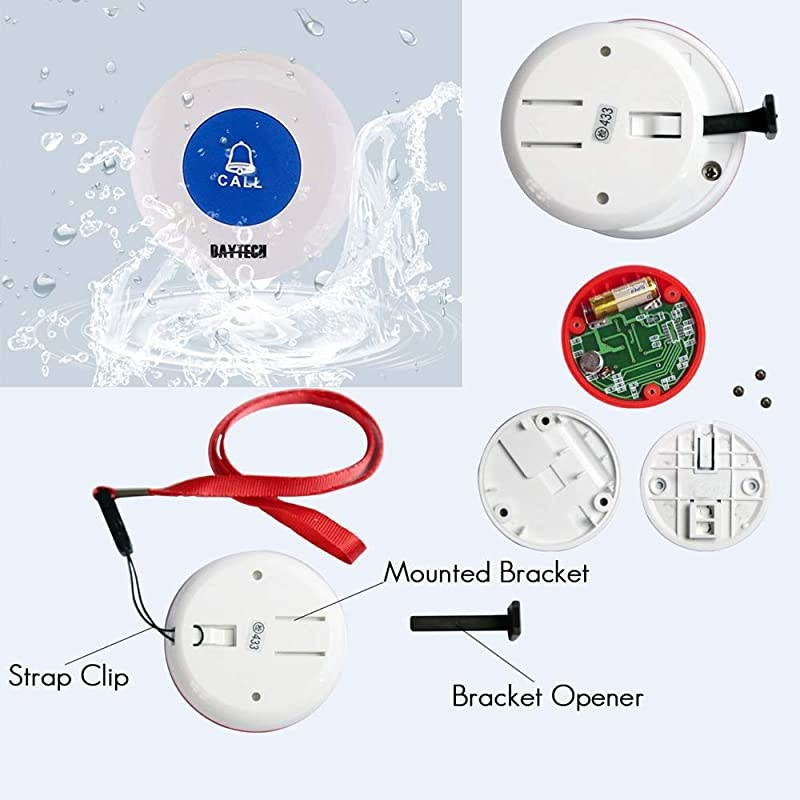 Calling System for Caregiver Pager Restaurant Waiter Server Pager System for Customers Elderly Patient Smart Nurse Paging System for Clinic Hospital Church 1 Display Receiver+5 Call Buttons