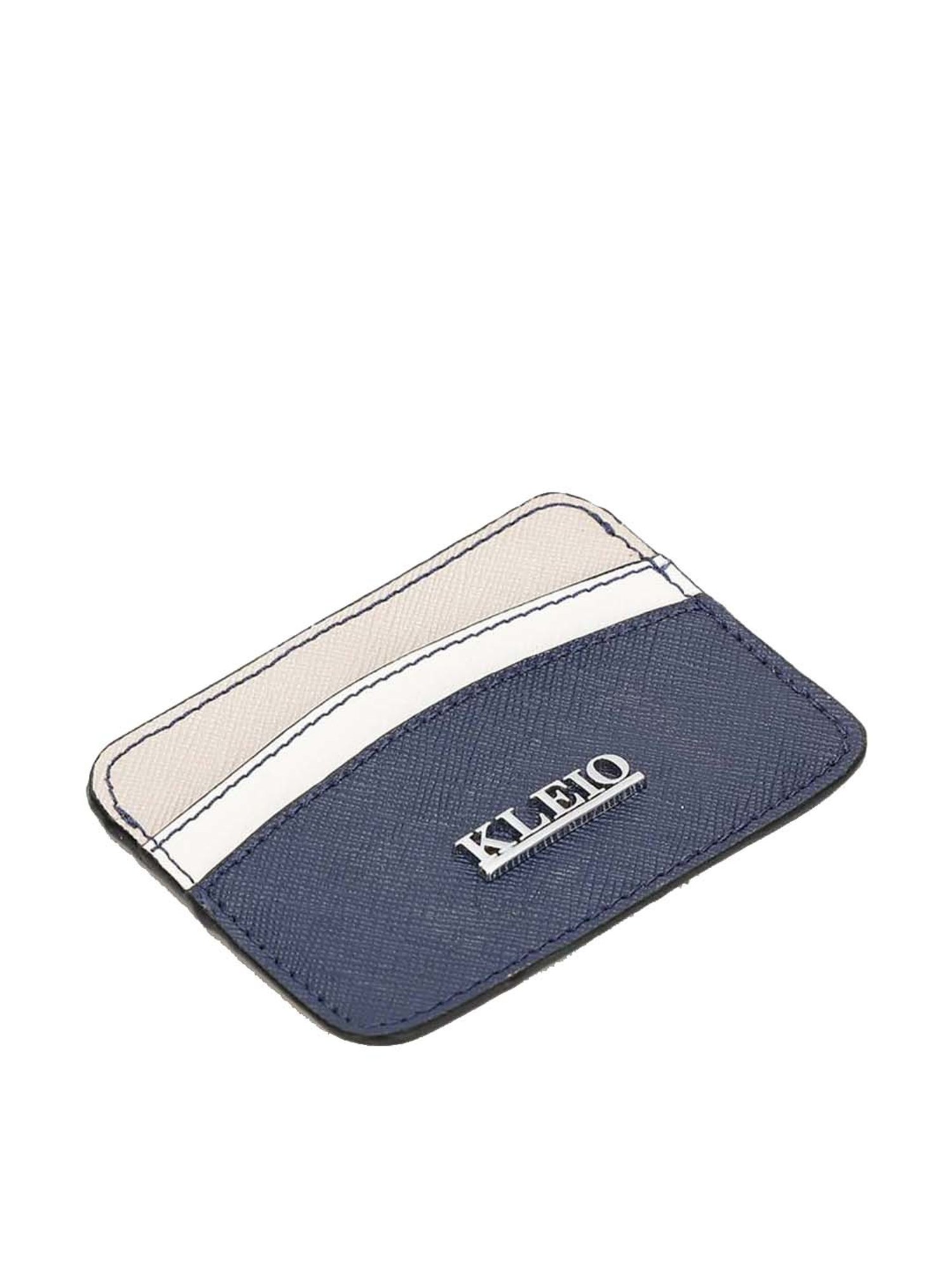 KLEIO Blue & Cream Solid Card Holder