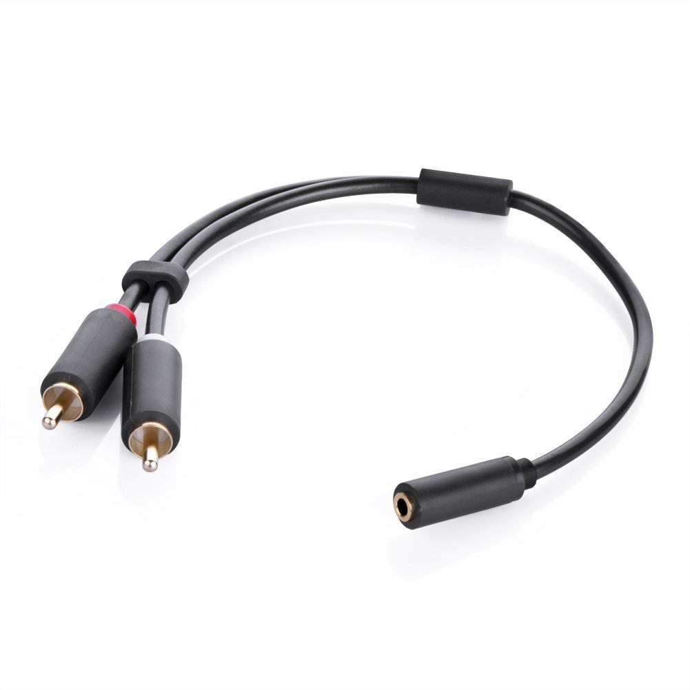 3.5mm Stereo jack Female to 2RCA Male Audio Cable 20CM for connecting iPod, iPhone, iPad, smartphones, tablets and mp3 players,MP3,Home theater Gold Plated(10561)