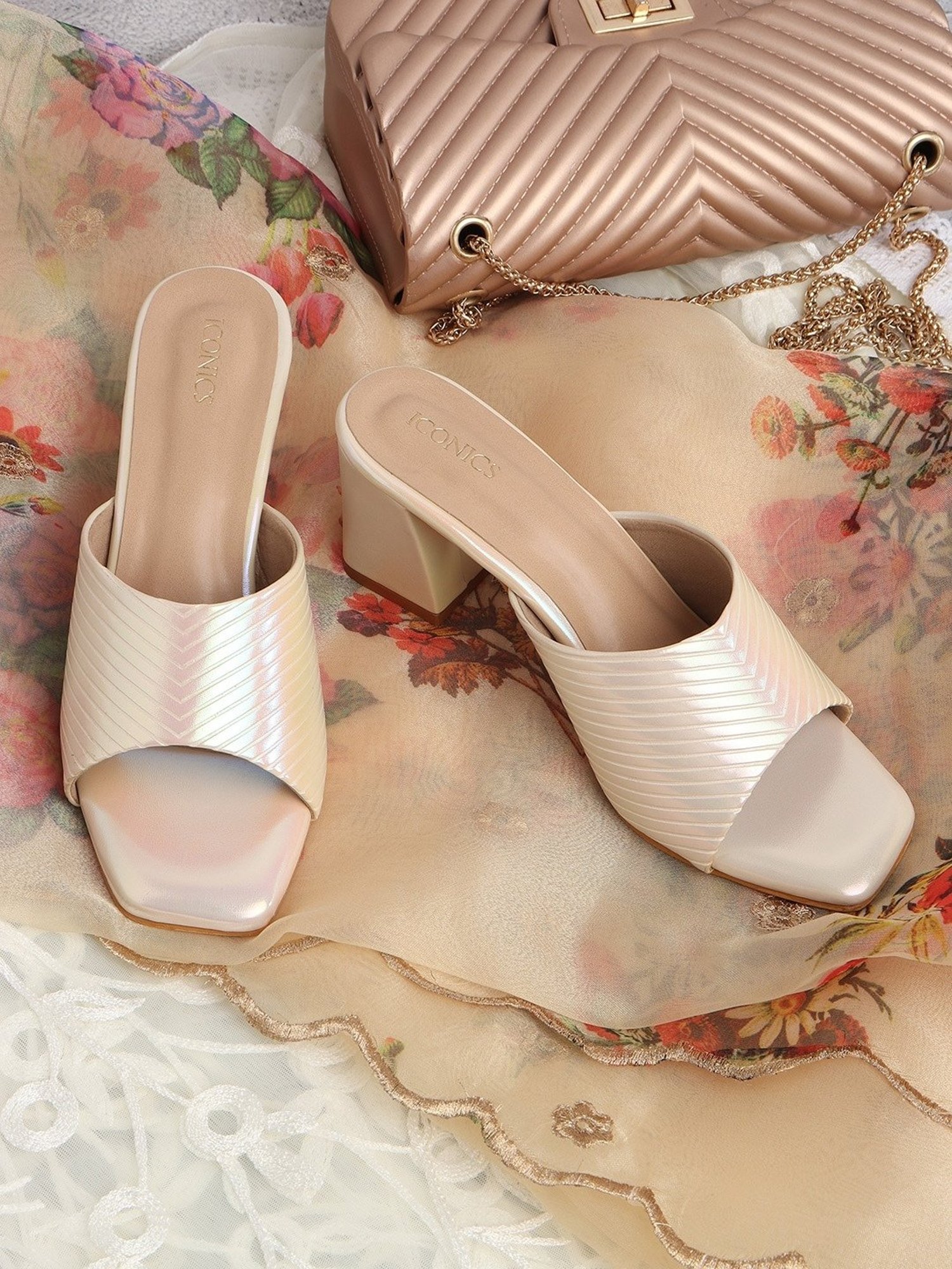 Iconics Women's Gold Casual Sandals