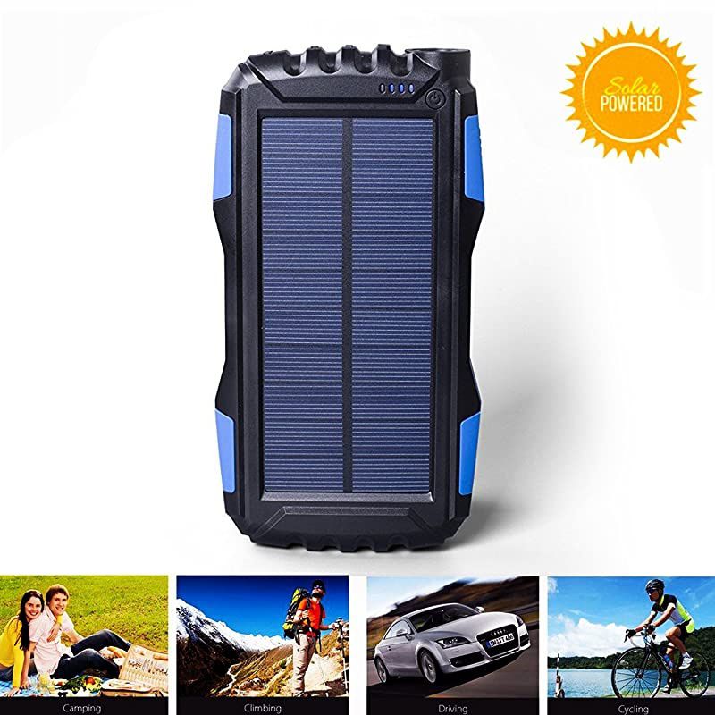 Solar Charger, 25000mAh Portable Solar Power Bank Waterproof External Battery Powerd Pack Dual 2.1A USB Port,Solar Phone Chargers with Flashlight for iphone,android,cell phone,Electronic Devices