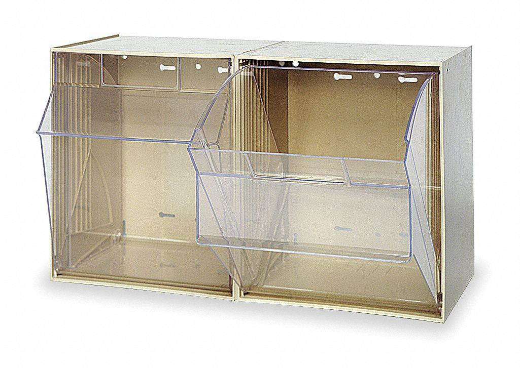 QUANTUM STORAGE SYSTEMS QTB302IV Bins, 2 Tip Out, Ivory