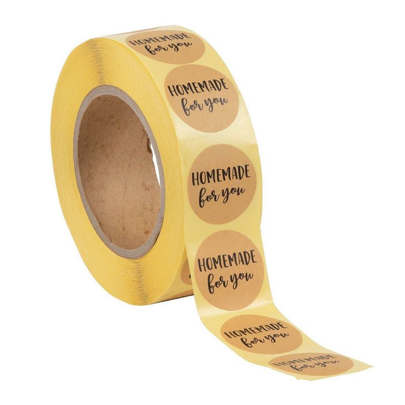 Best Paper Greetings 1000-Piece Brown Kraft Homemade for You Stickers Labels Roll 1.5 in for Gifts, Envelope Sealing