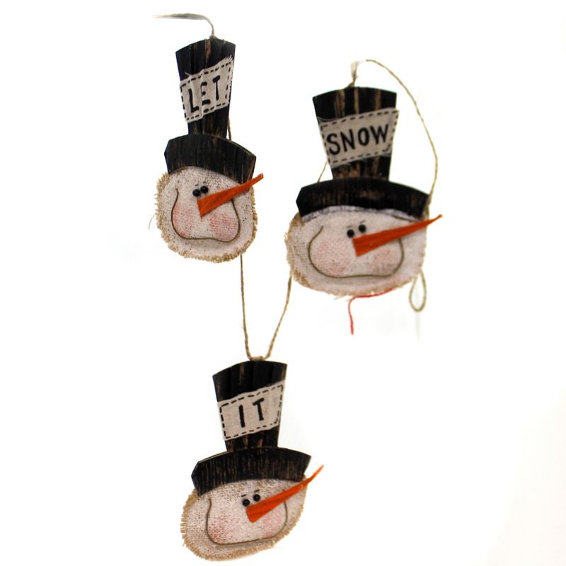 Christmas 6.5" Snowman Let It Snow Garland Carrot Nose  -  Banners And Garlands
