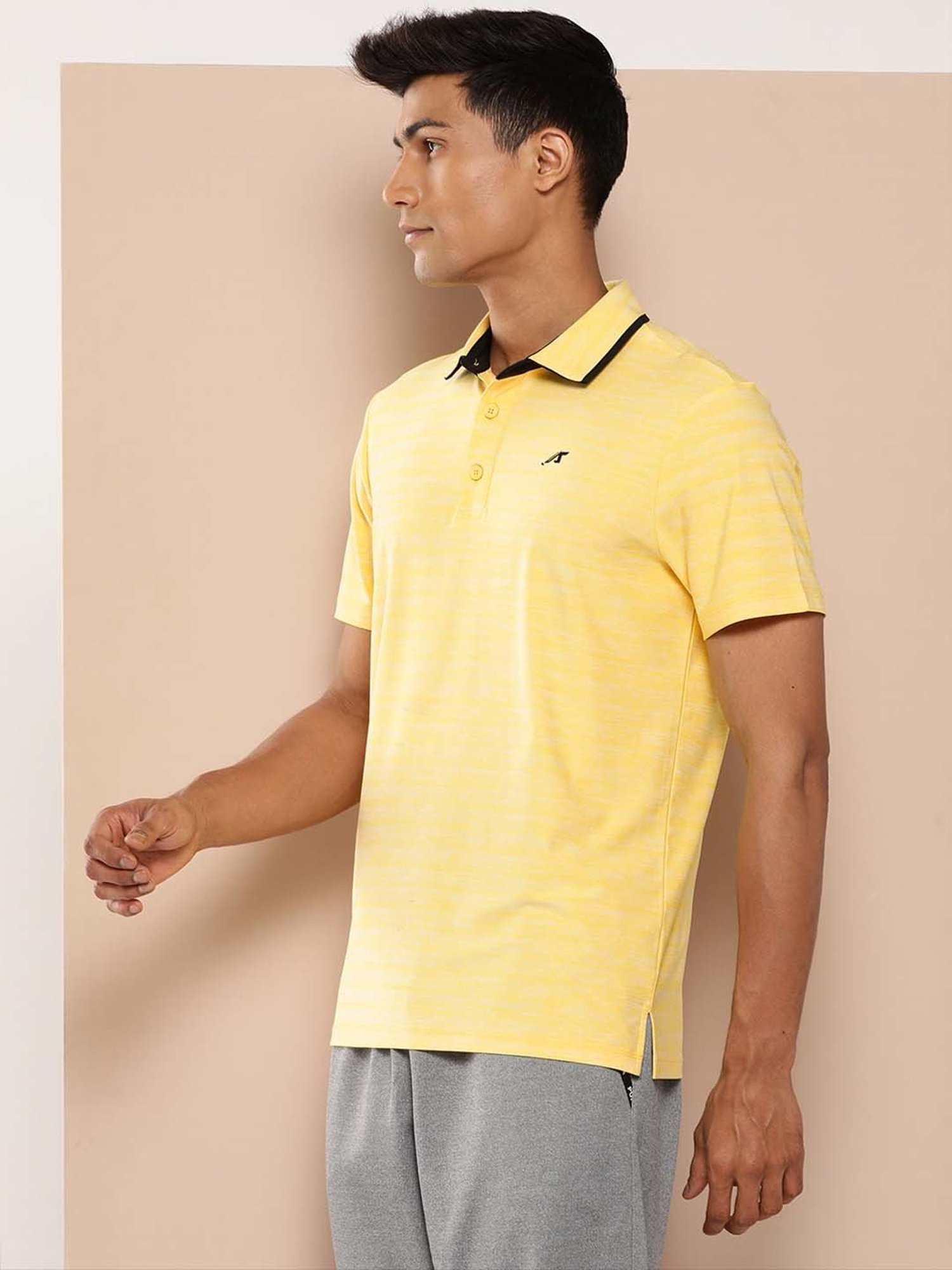 ALCIS Yellow Slim Fit Golf Polo T-Shirt