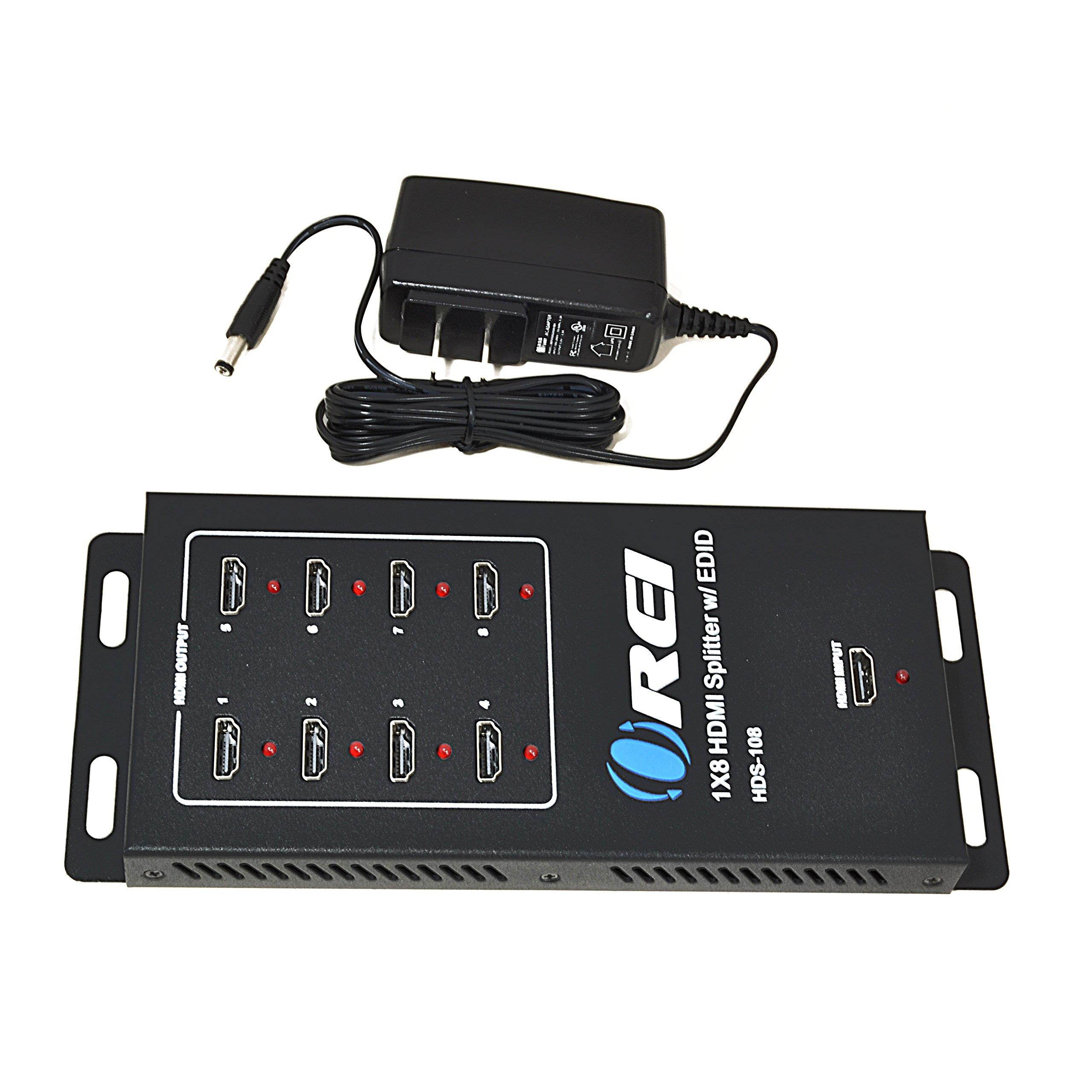 OREI HDS-104 1x4 Powered 1080P V1.4 Certified HDMI Splitter with Full Ultra HD 4K/2K and 3D Resolutions w/ EDID Support