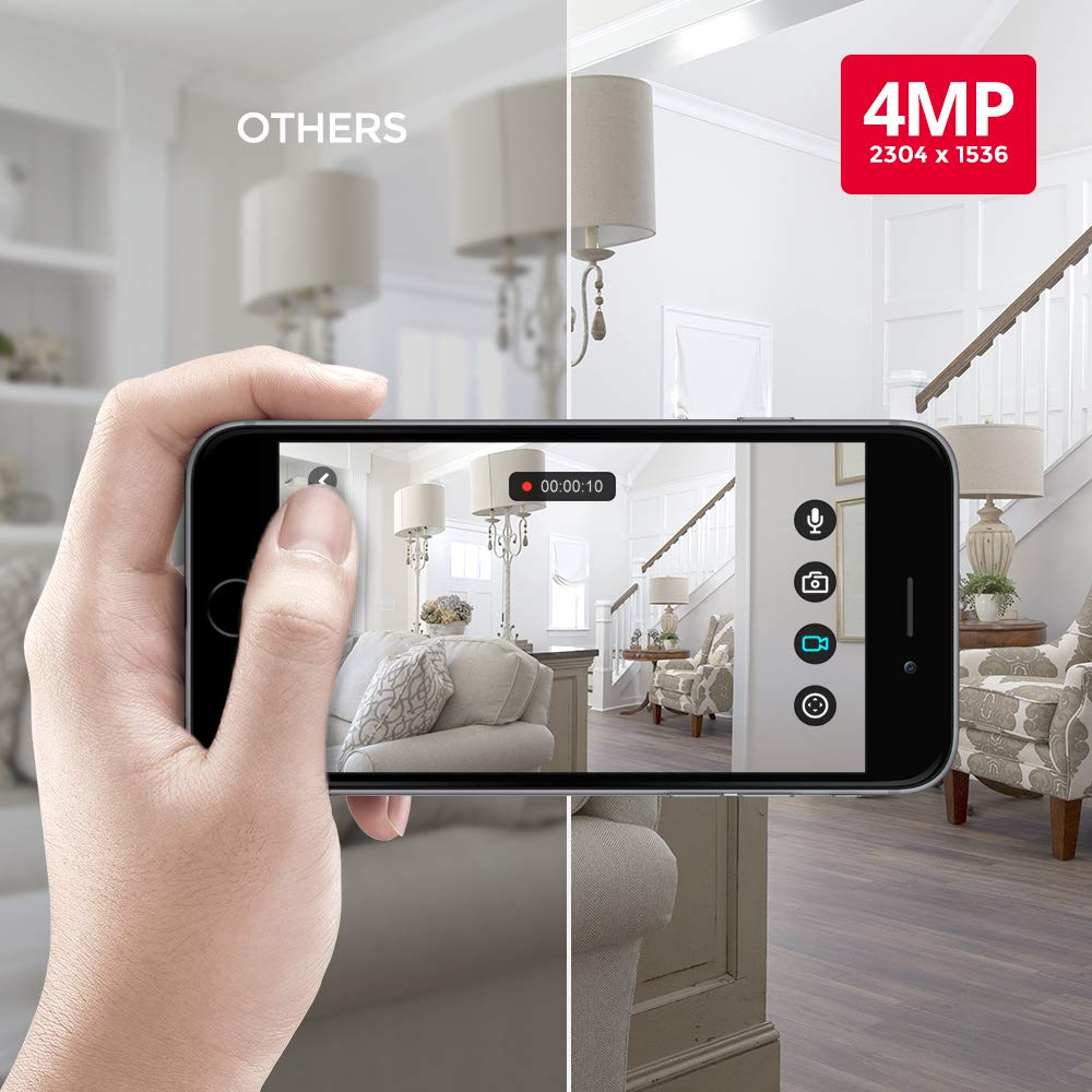 Foscam Super HD 4MP WiFi Pan/Tilt IP Indoor Camera, 2.4/5GHz Dual-Band Security Surveillance System with Motion Detection and 33ft Night Vision, Free Cloud Storage Service, Remote Monitor, White