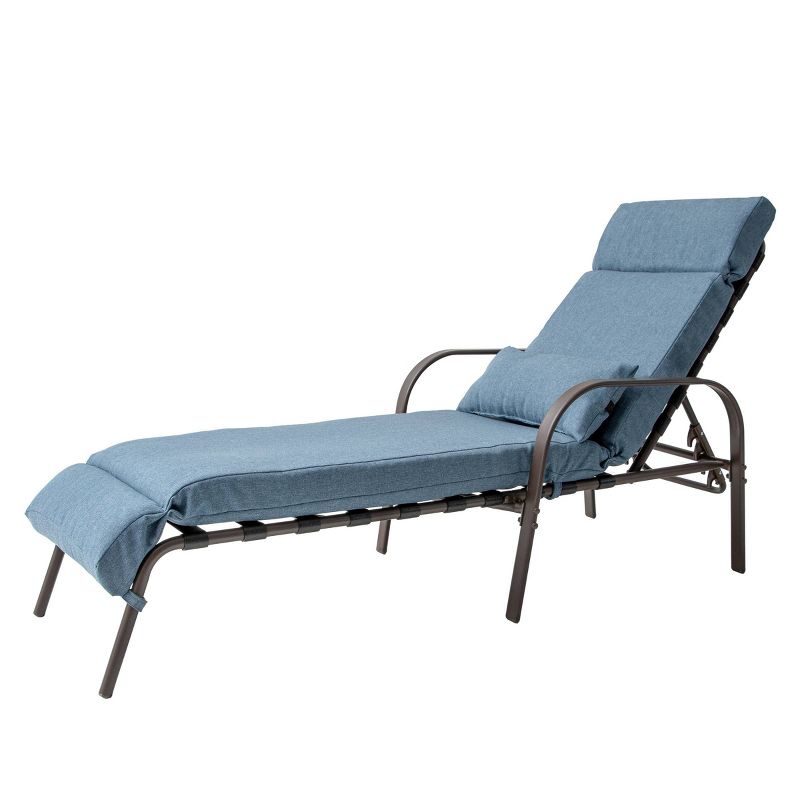 Adjustable Chaise Lounge Chair with Cushion & Pillow - Dark Blue - Crestlive Products
