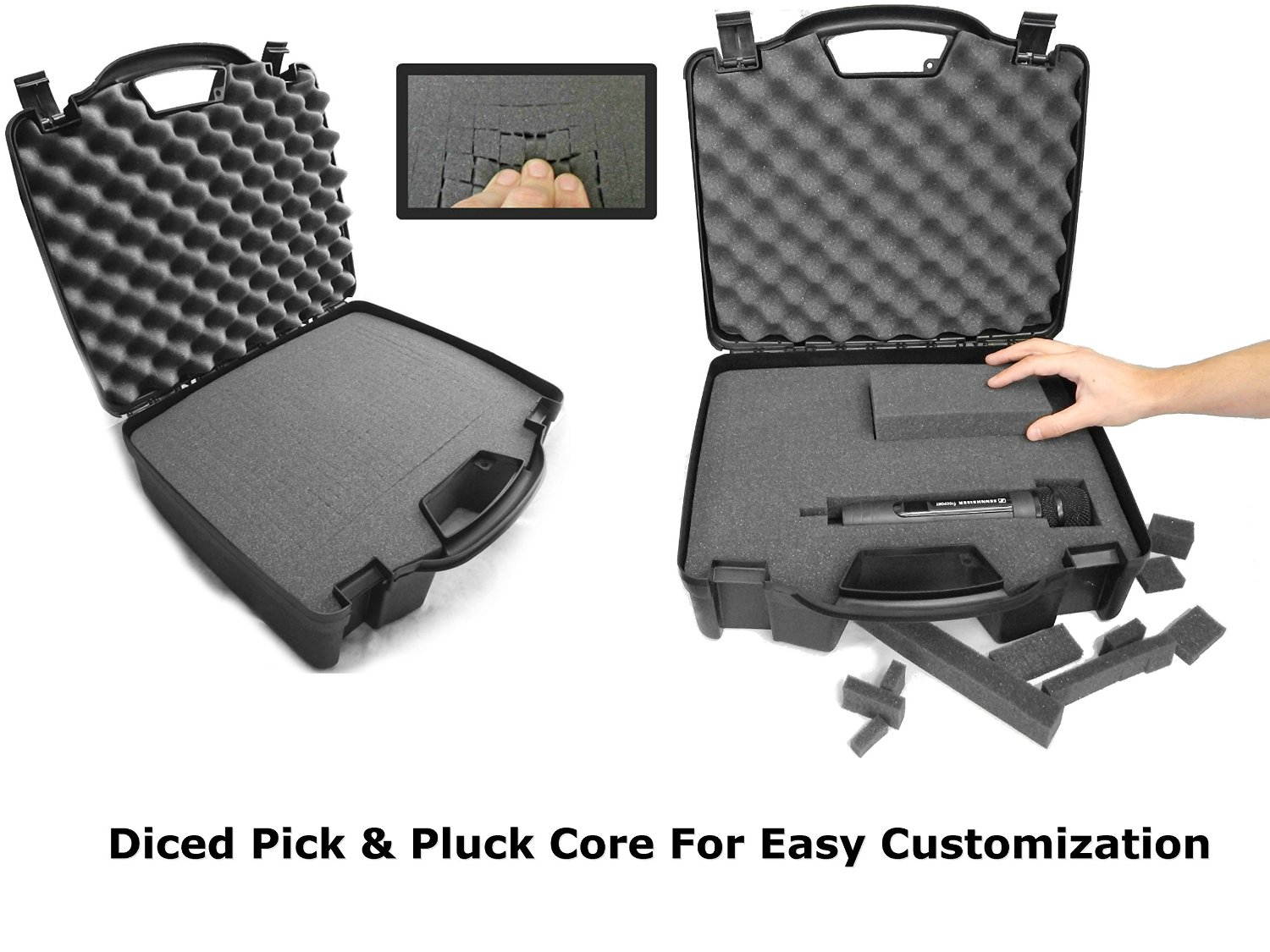 STUDIOCASE Wireless Microphone System Hard Case w/ Foam - Fits Sennheiser , Shure , Audio-Technica , Nady , VocoPro , AKG With Receiver , Body Transmitter , Lavalier and Handheld Mics