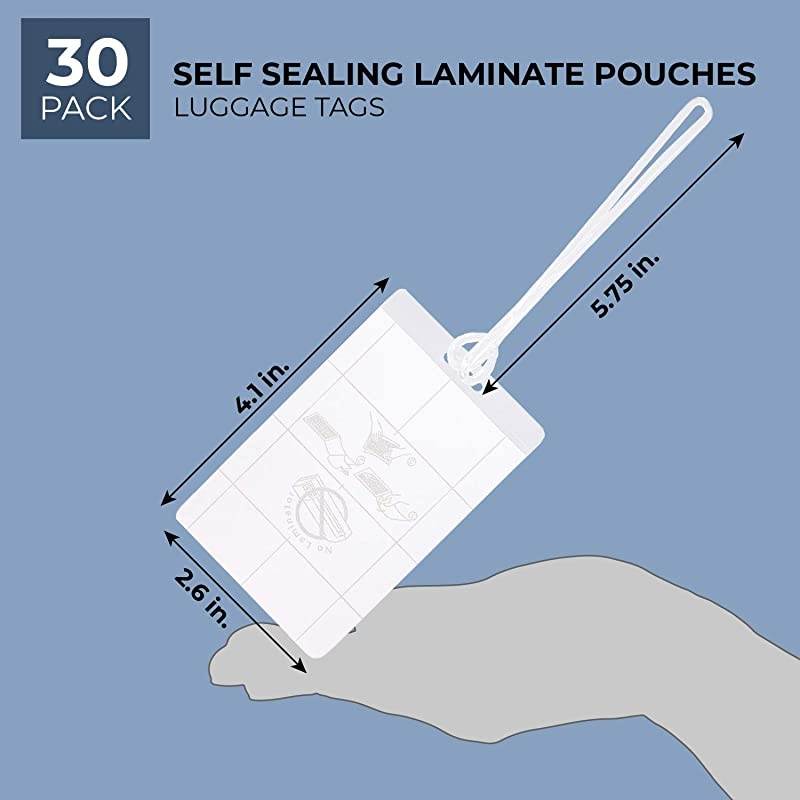 30Pack SelfSeal Laminating Pouches for Luggage Tags 4 x 25 Inches