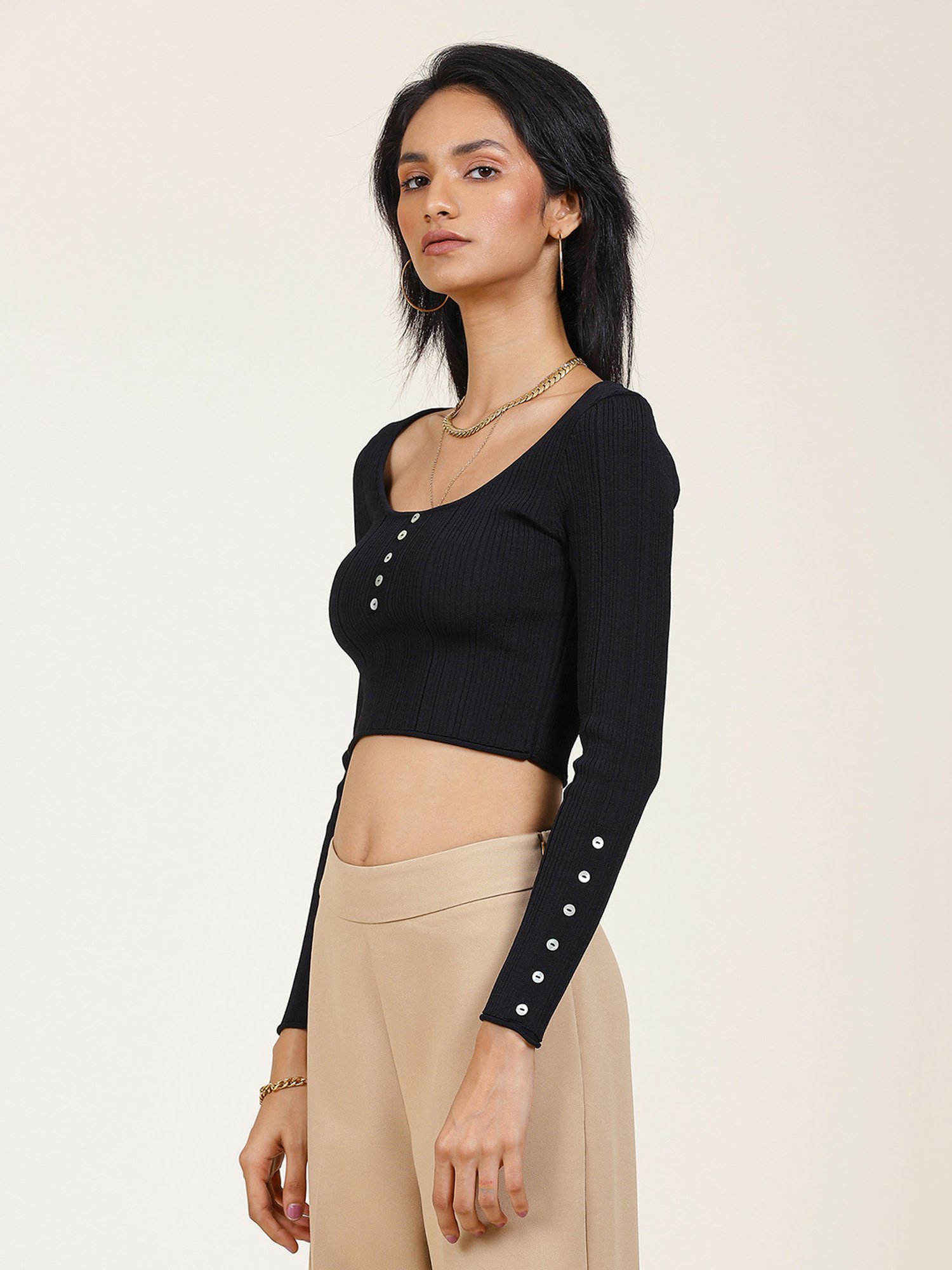 Label Ritu Kumar Black Crop Top