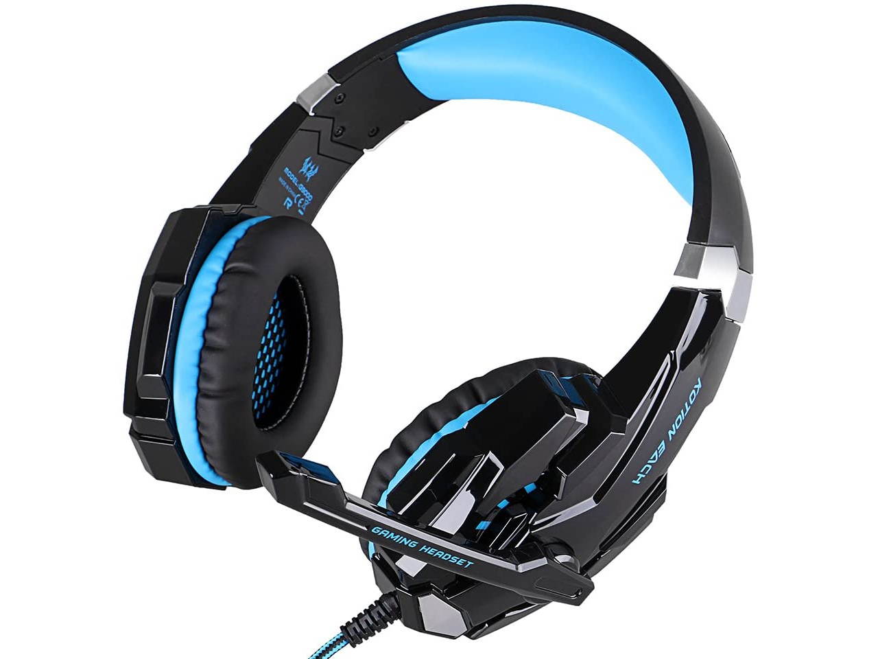 G9000 Stereo Gaming Headset for PS4 PC Xbox One PS5 Controller, Noise Cancelling Over Ear Headphones with Mic, LED Light, Bass Surround, Soft Memory Earmuffs for Laptop Mac Nintendo NES Games