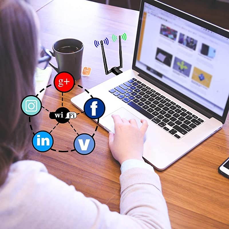 WiFi Adapter 1200Mbps30 Wireless Network Adapter WiFi Dongle for PC Desktop Laptop with Dual Band 24GHz300Mbps 5GHz867MbpsSupport Windows108817VistaXP2000Mac OS 1061015