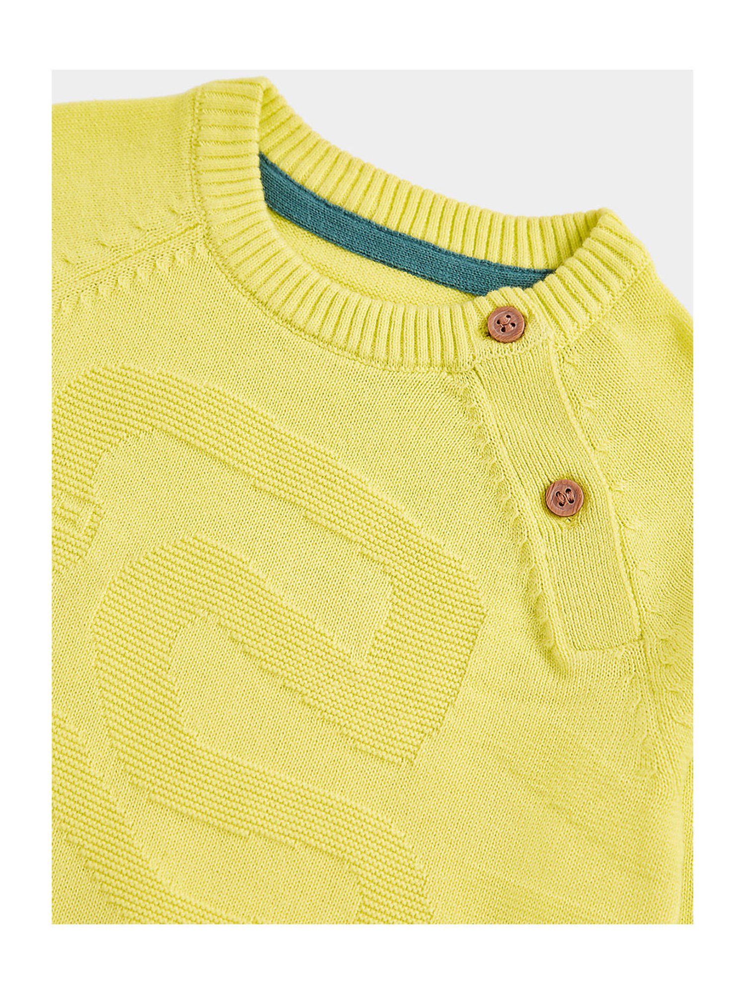 Mothercare Kids Lime Yellow Textured Full Sleeves Sweater