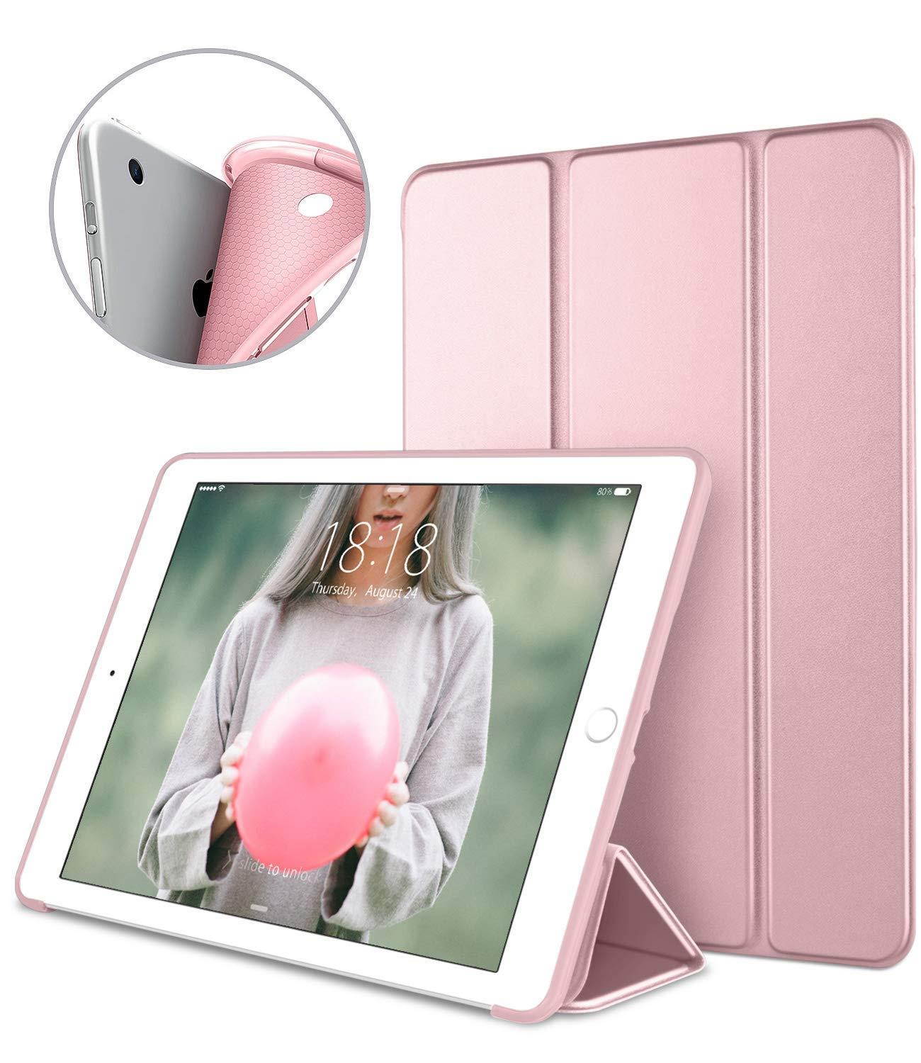 iPad 9.7 Inch iPad Air Case, DTTO Ultra Slim Lightweight Smart Case Trifold Cover Stand with Flexible Soft TPU Back Cover for for Apple iPad Air iPad 5 [Auto Sleep/Wake],RoseGold