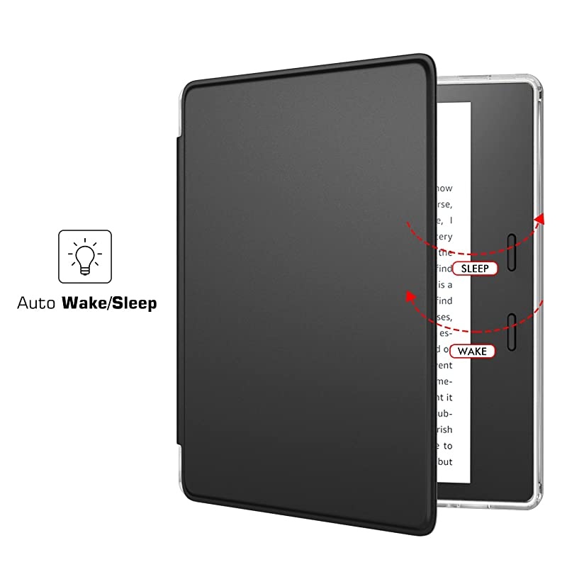 Case Fits All-New Kindle Oasis (9th and 10th Generation ONLY, 2017 and 2019 Release), Slim Lightweight Cover with Translucent Frosted Back Protector - Black