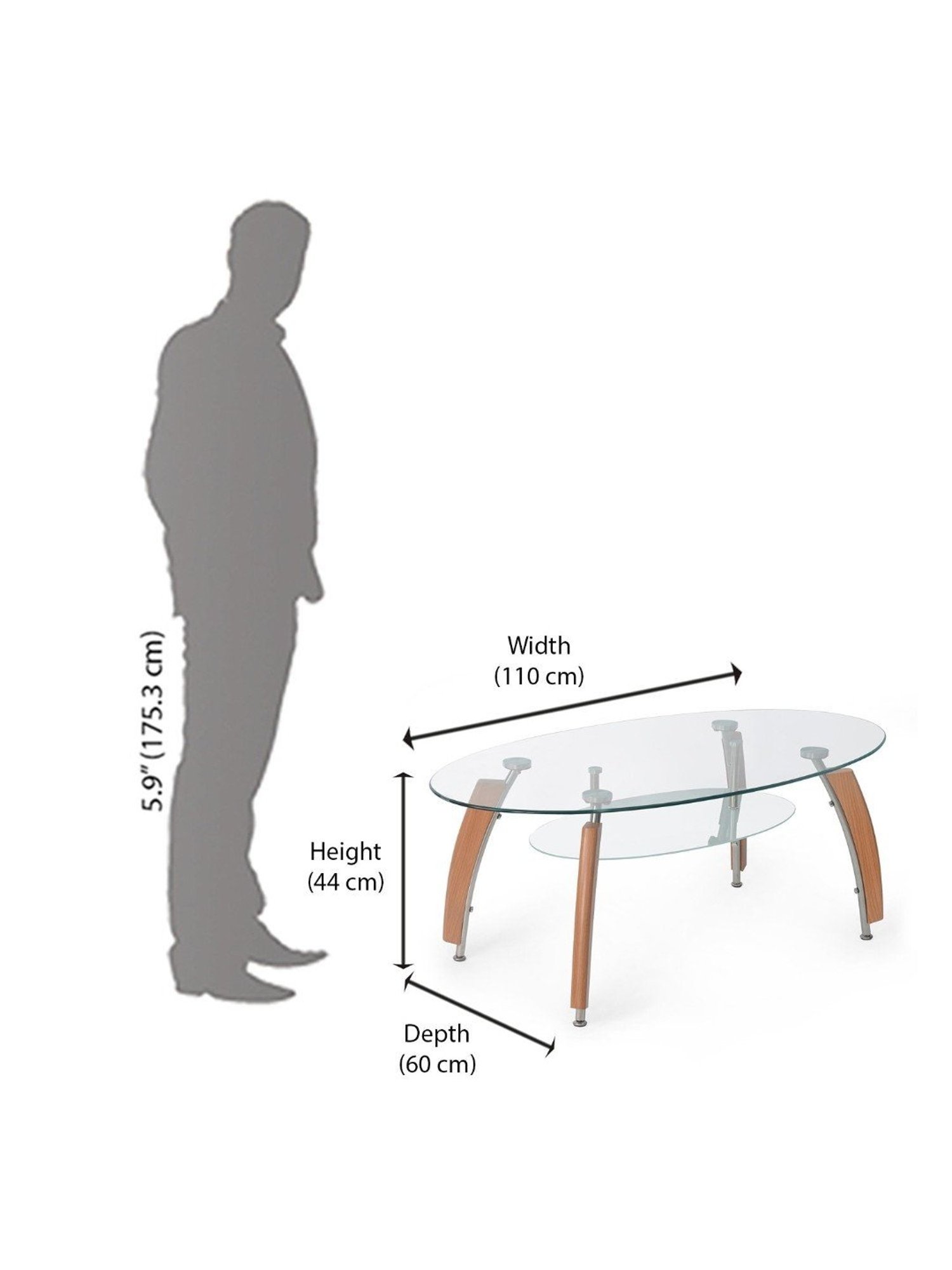 Nilkamal Drew Transparent Glass Coffee Table with Shelf