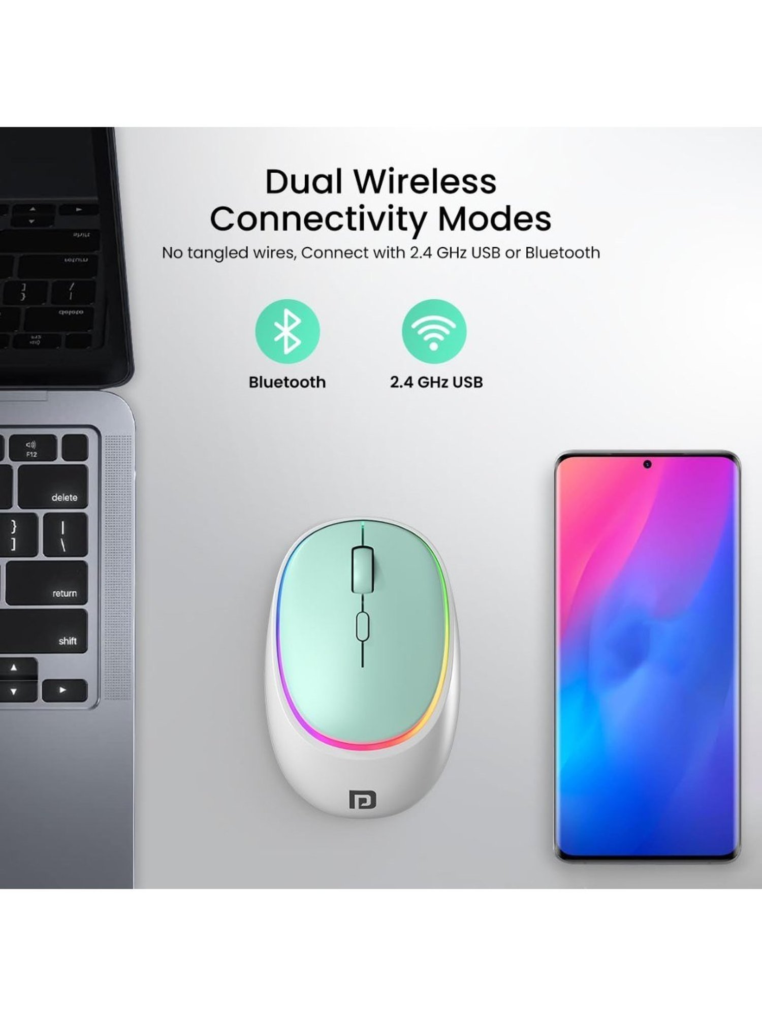 Portronics Toad IV Wireless Bluetooth Mouse with 2.4 GHz Dual Connectivity (Blue)