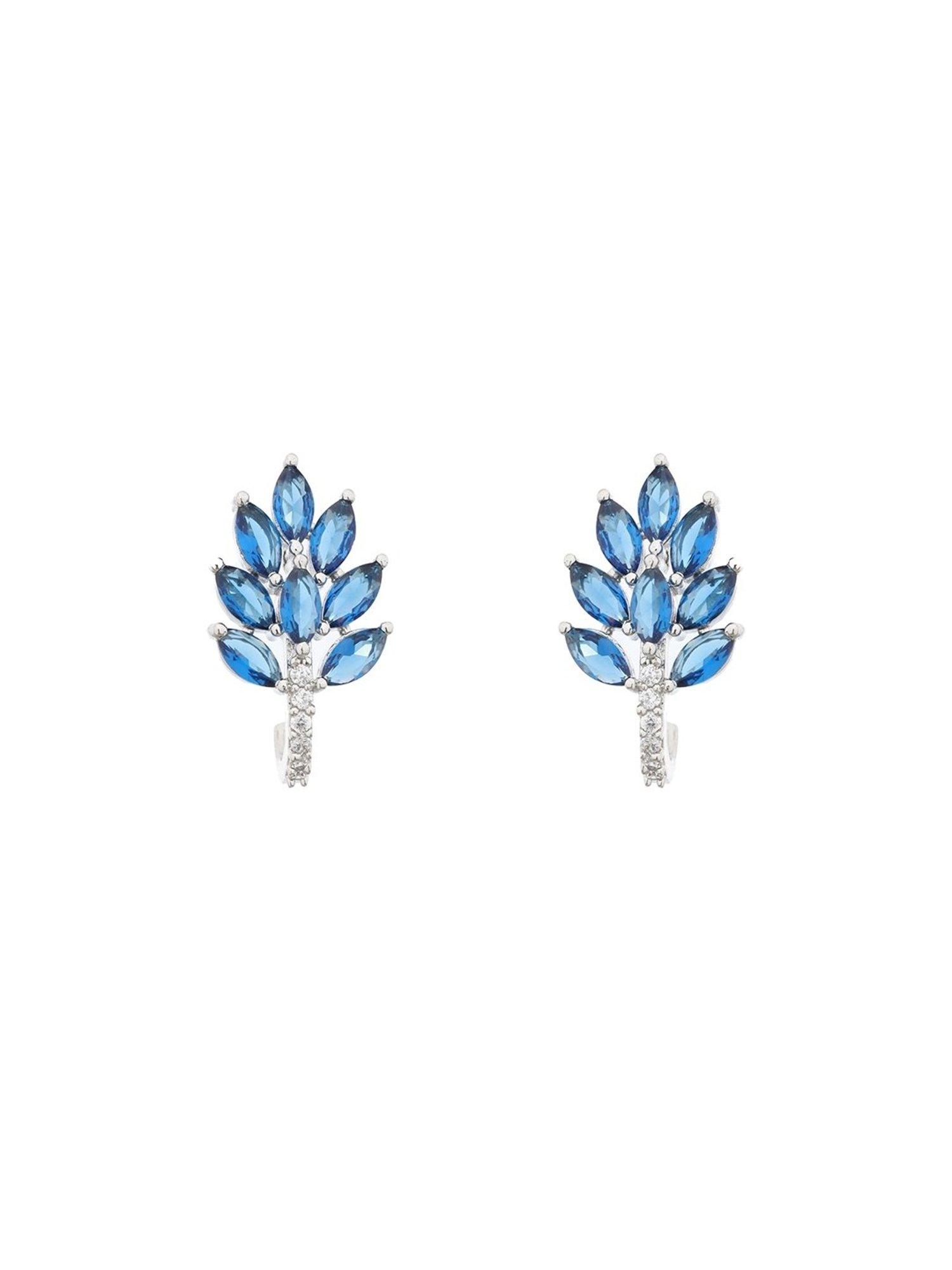 Saraf RS Jewellery White Blue AD Studded Studs Earrings