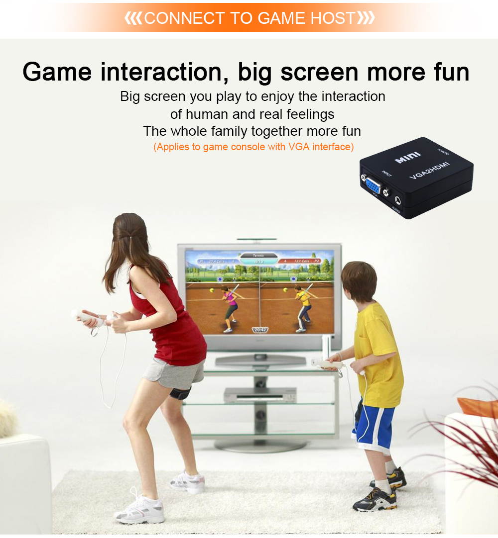 Wanmingtek VGA to HDMI, 1080P Full HD Mini VGA to HDMI Audio Video Converter Adapter Box with USB Cable and 3.5mm Audio Port Cable for Computer, Desktop, Laptop, PC, Monitor, Projector, HDTV - Black