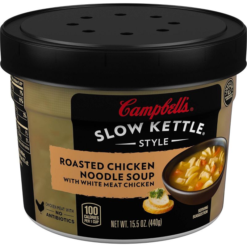 Campbell's Slow Kettle Style Roasted Chicken Noodle with Herbs Soup Microwaveable Bowl 15.5oz