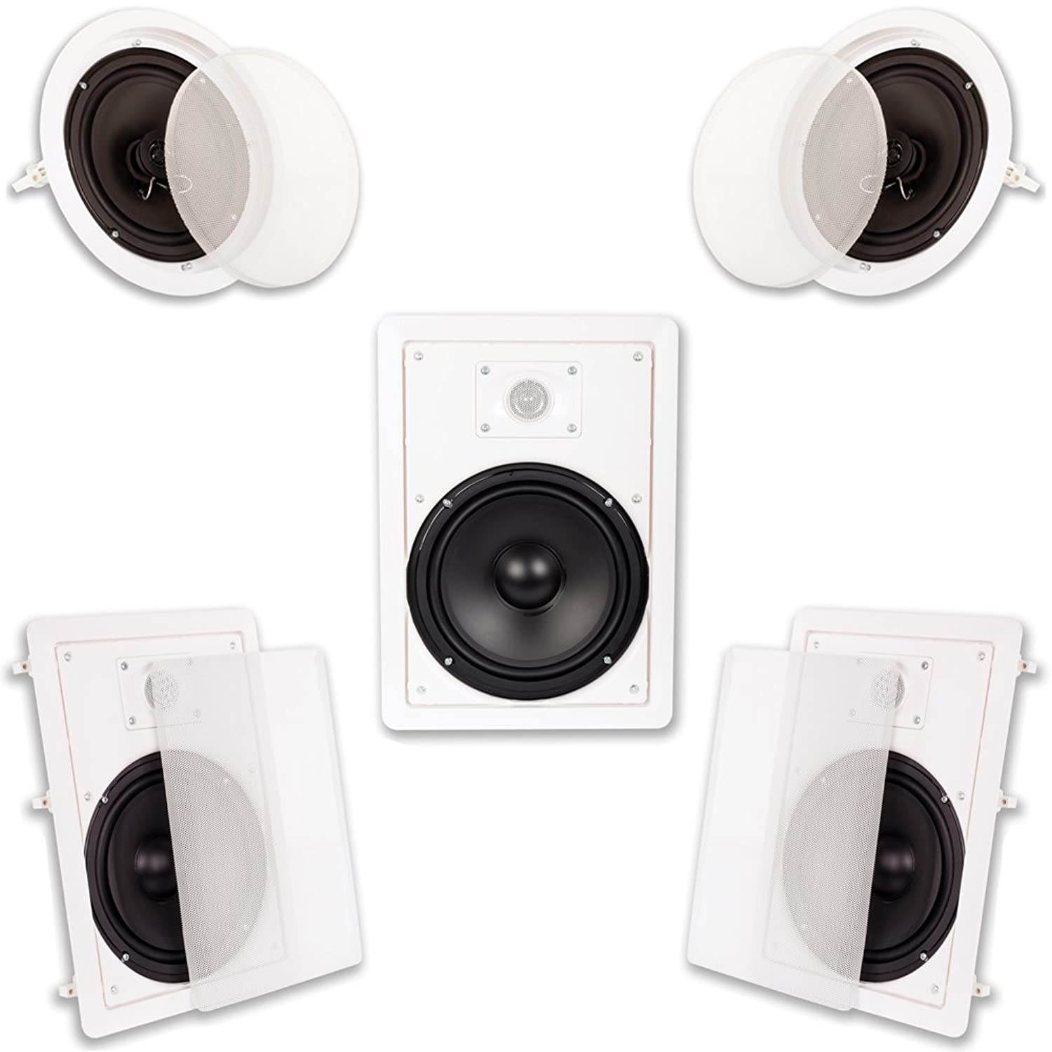 Acoustic Audio HT-85 in Wall in Ceiling 1500W 8" Home Theater 5 Speaker System