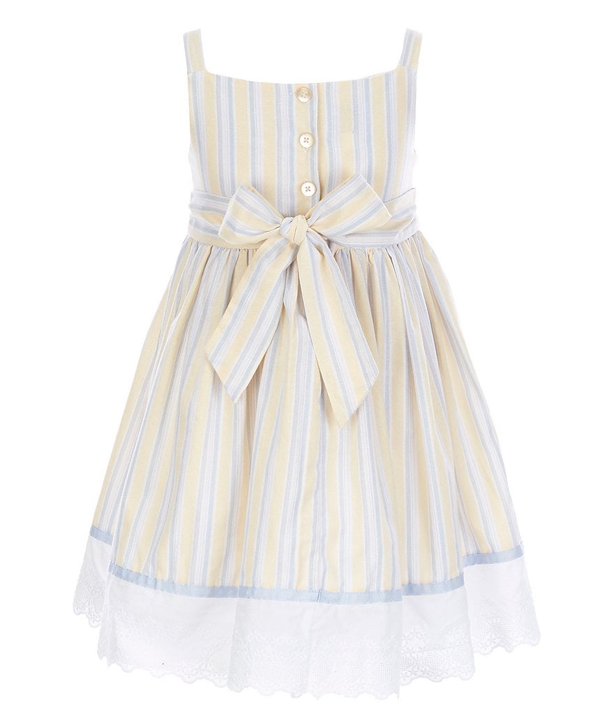Laura Ashley Little Girls 2T-6X Lace-Yoke Striped Fit-And-Flare Dress