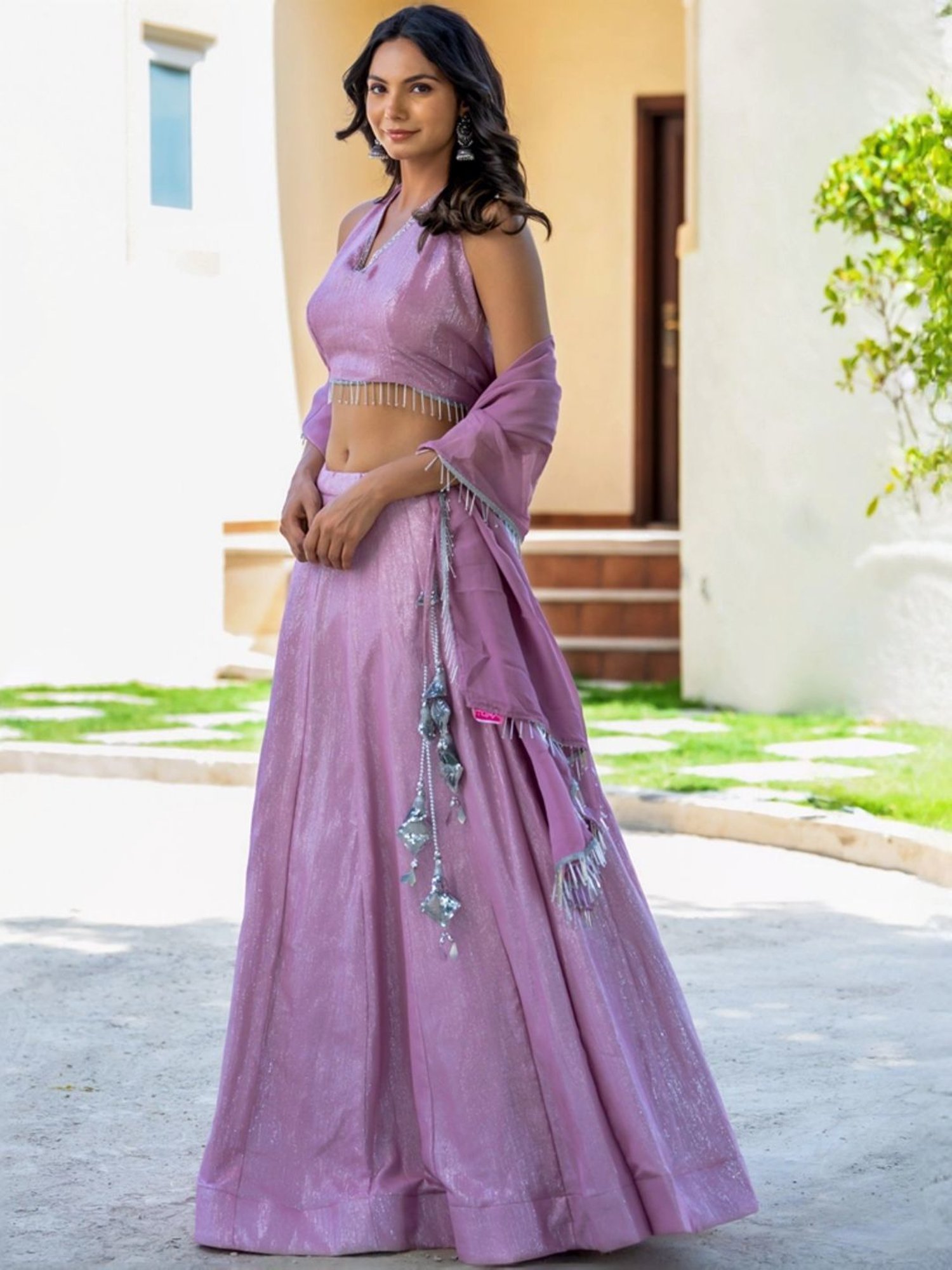 HOUSE OF JAMOTI Purple Embellished Lehenga Choli Set With Dupatta