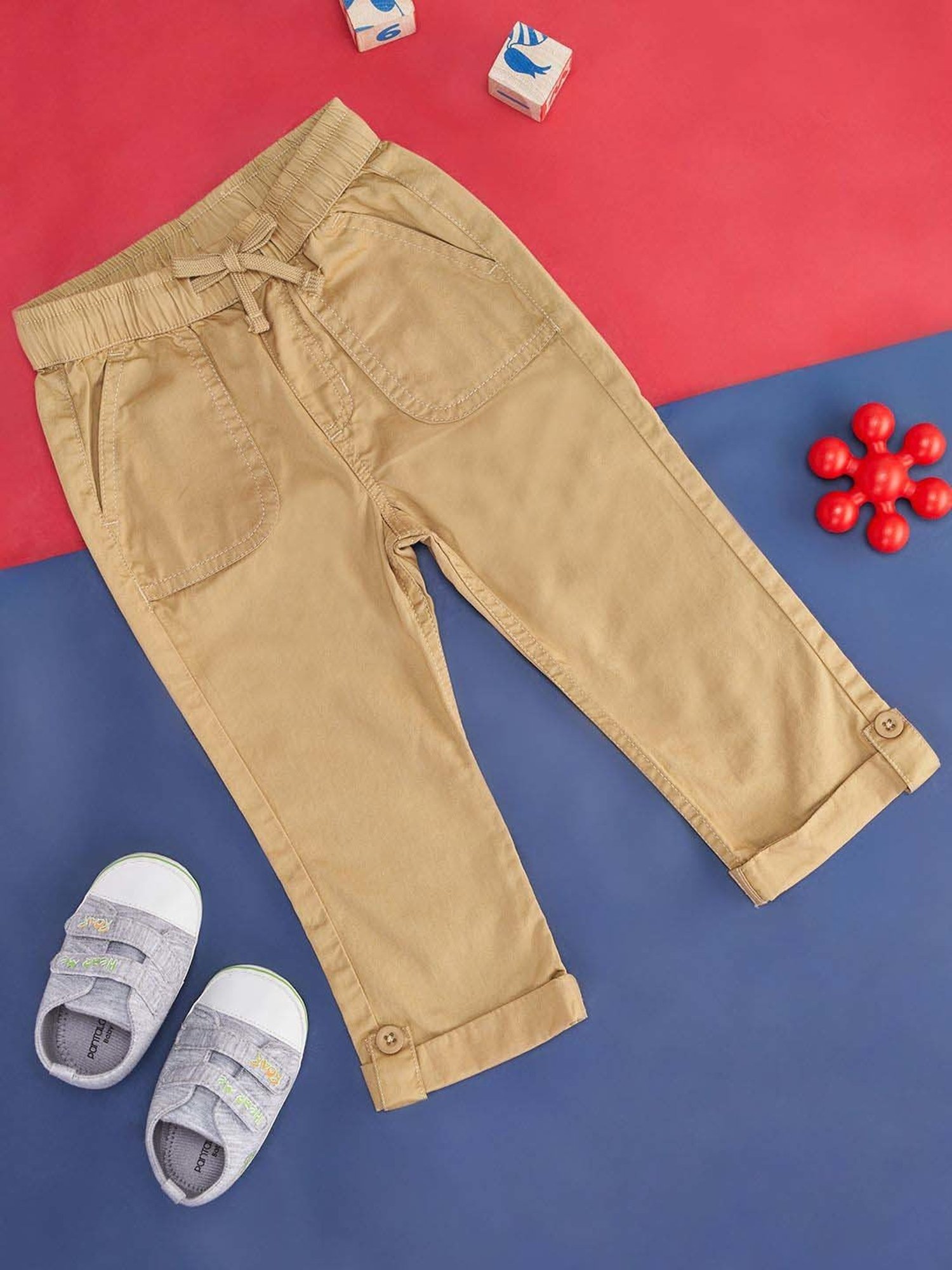 Pantaloons Baby Kids Beige Cotton Regular Fit Trousers