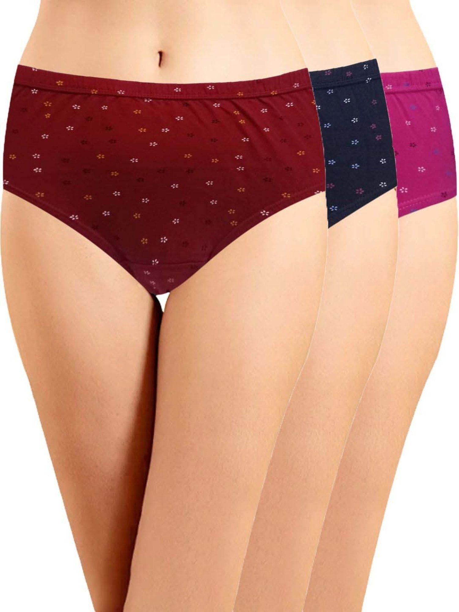 IN CARE Pink & Navy Cotton Printed Hipster Panties - Pack Of 3