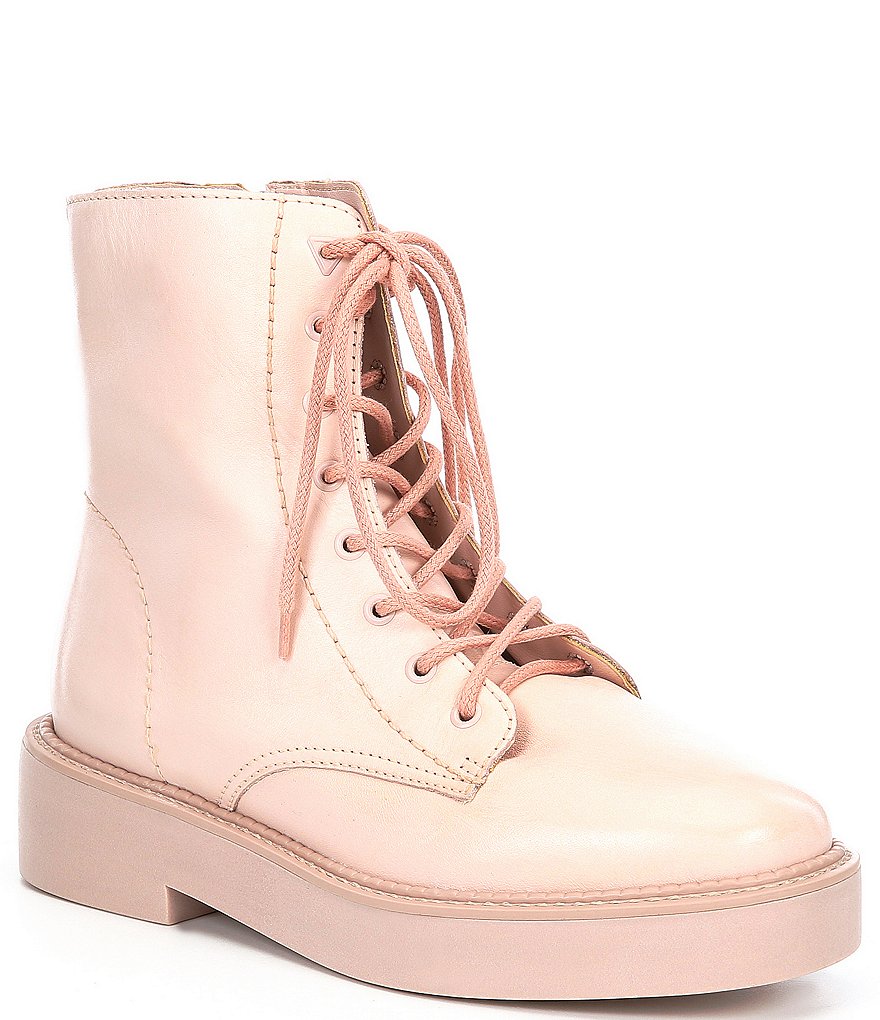 Schutz Mckenzie Leather Platform Lace-Up Combat Booties