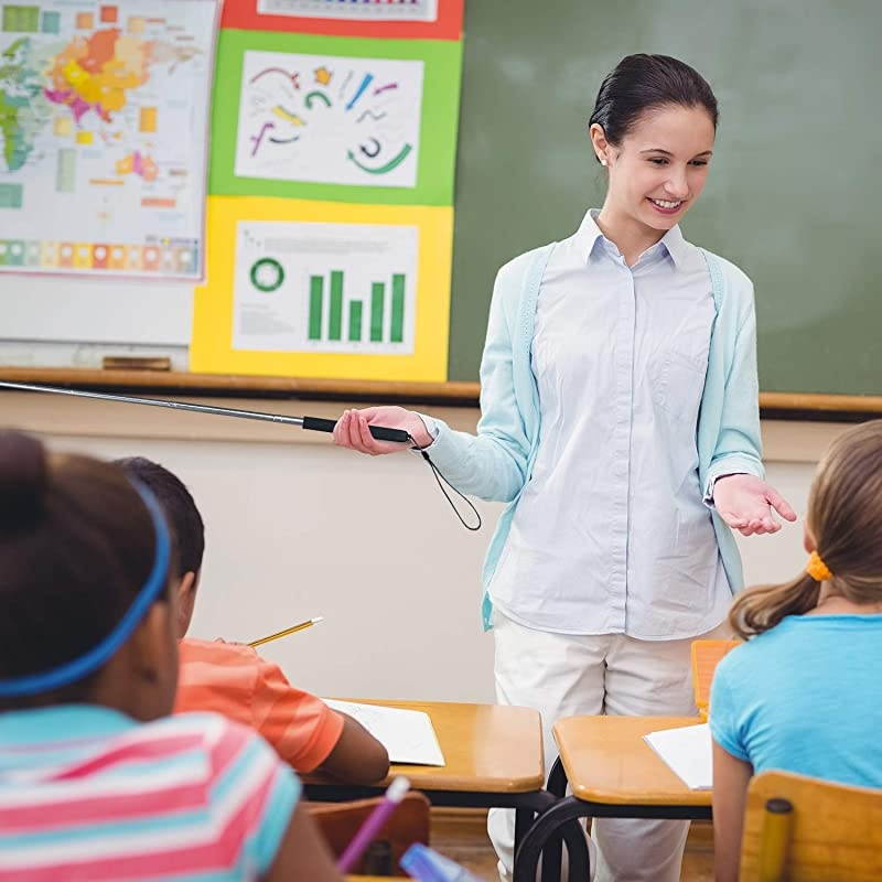 Pieces Retractable Teacher Pointer Telescopic Teaching Pointer Presenter Whiteboard Pointer and Lanyards with 6 Pieces Extra Felt Nibs for Teachers Presenter, Extends Design (39 Inches)