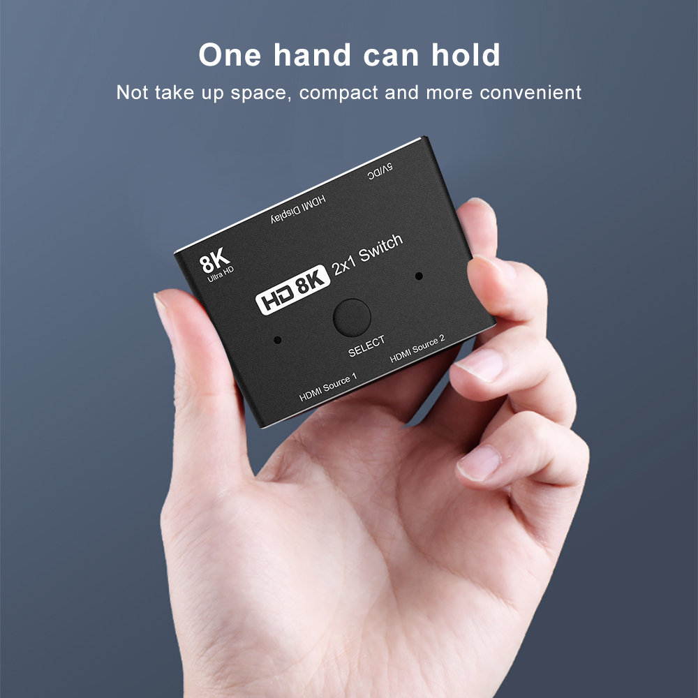 CABLEDECONN HDMI 2.1 Ultra HD 8K High Speed 48Gbps Directional Switch Only 2in 1out 8K@60Hz 4K@120Hz Splitter Converter Compatible with Xbox PS5 Projectors Monitors