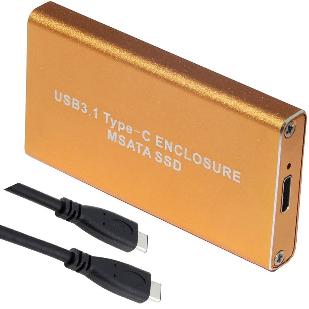 10Gb/s USB 3.1 Type-C to mSATA SSD Enclosure USB-C to mini SATA Hard Disk adapter External HDD Mobile Box