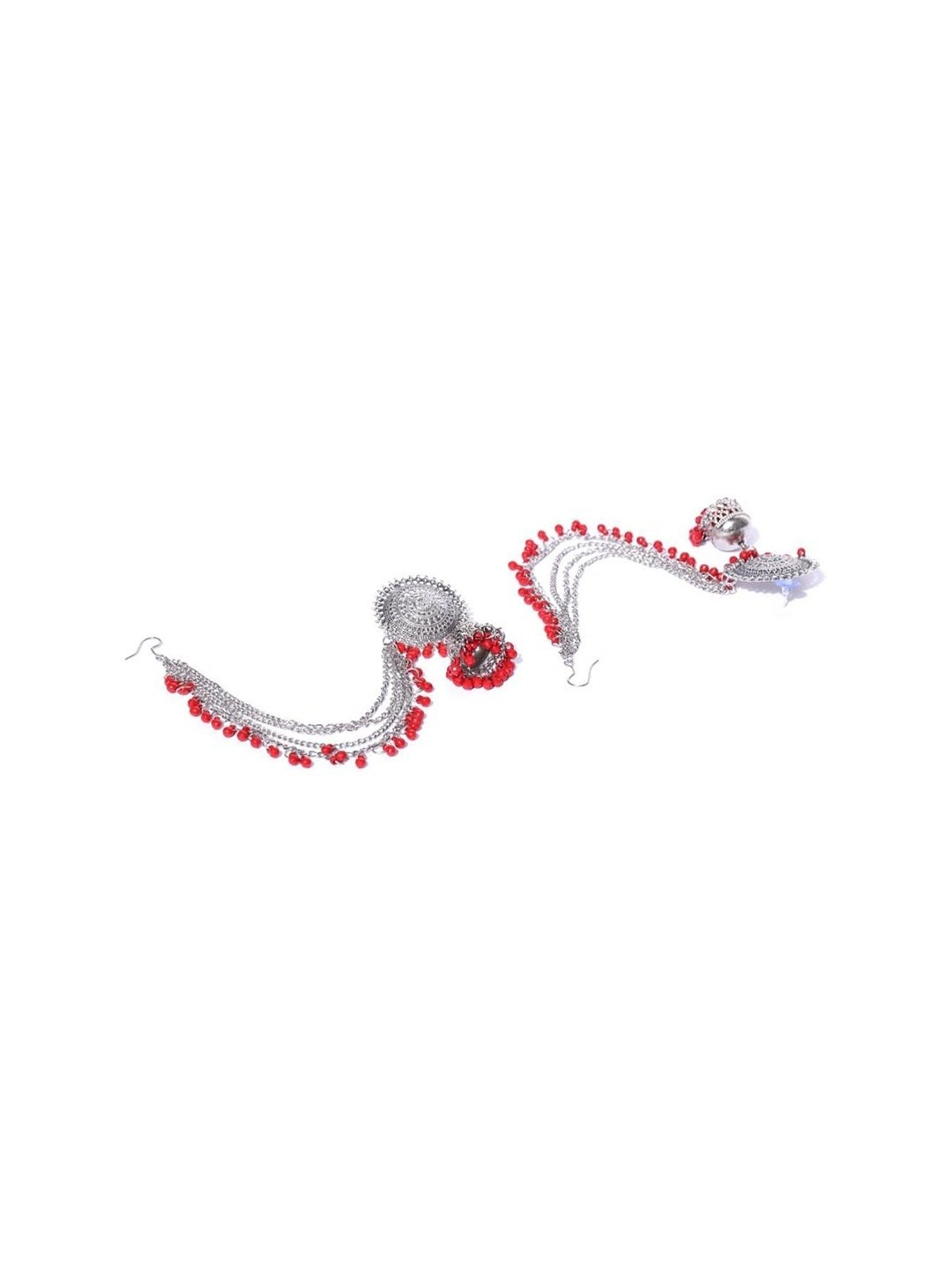 YouBella Stylish Latest Design Red Jhumki Earring & Maangtikka Sets