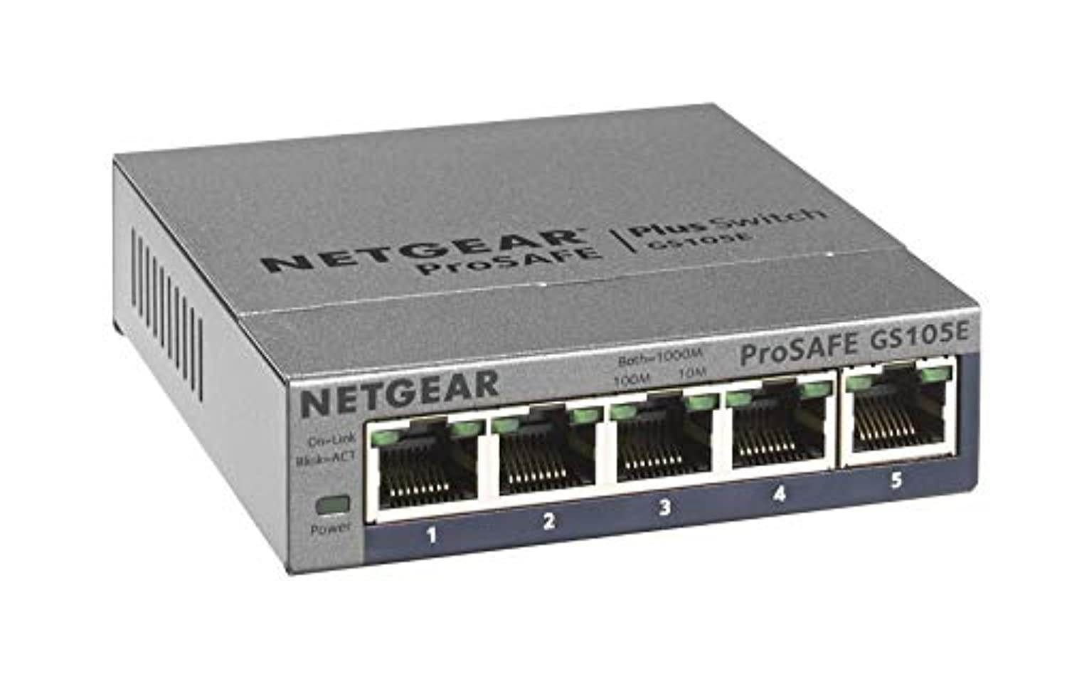 NETGEAR 5-Port Gigabit Ethernet Smart Managed Plus Switch (GS105Ev2) - Desktop, and ProSAFE Limited Lifetime Protection (GS105E-200NAS)