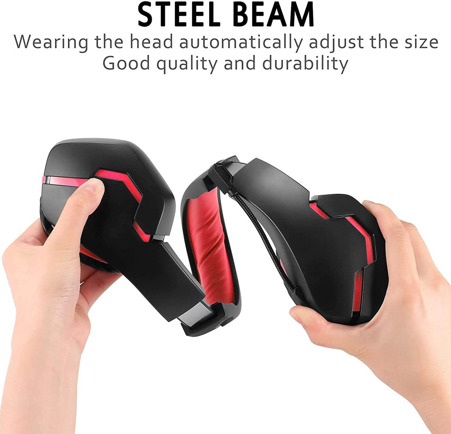 Headphones, E-Sports Gaming headsets, PS4, PS5 Controllers, for PC, PSP, Laptop, Ipad, Tablet Computers, with Microphone, Noise Reduction Microphone (red)