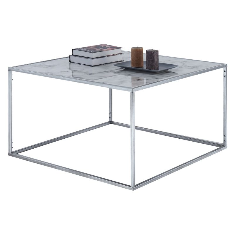 Gold Coast Faux Marble Coffee Table Faux Marble/Silver - Breighton Home