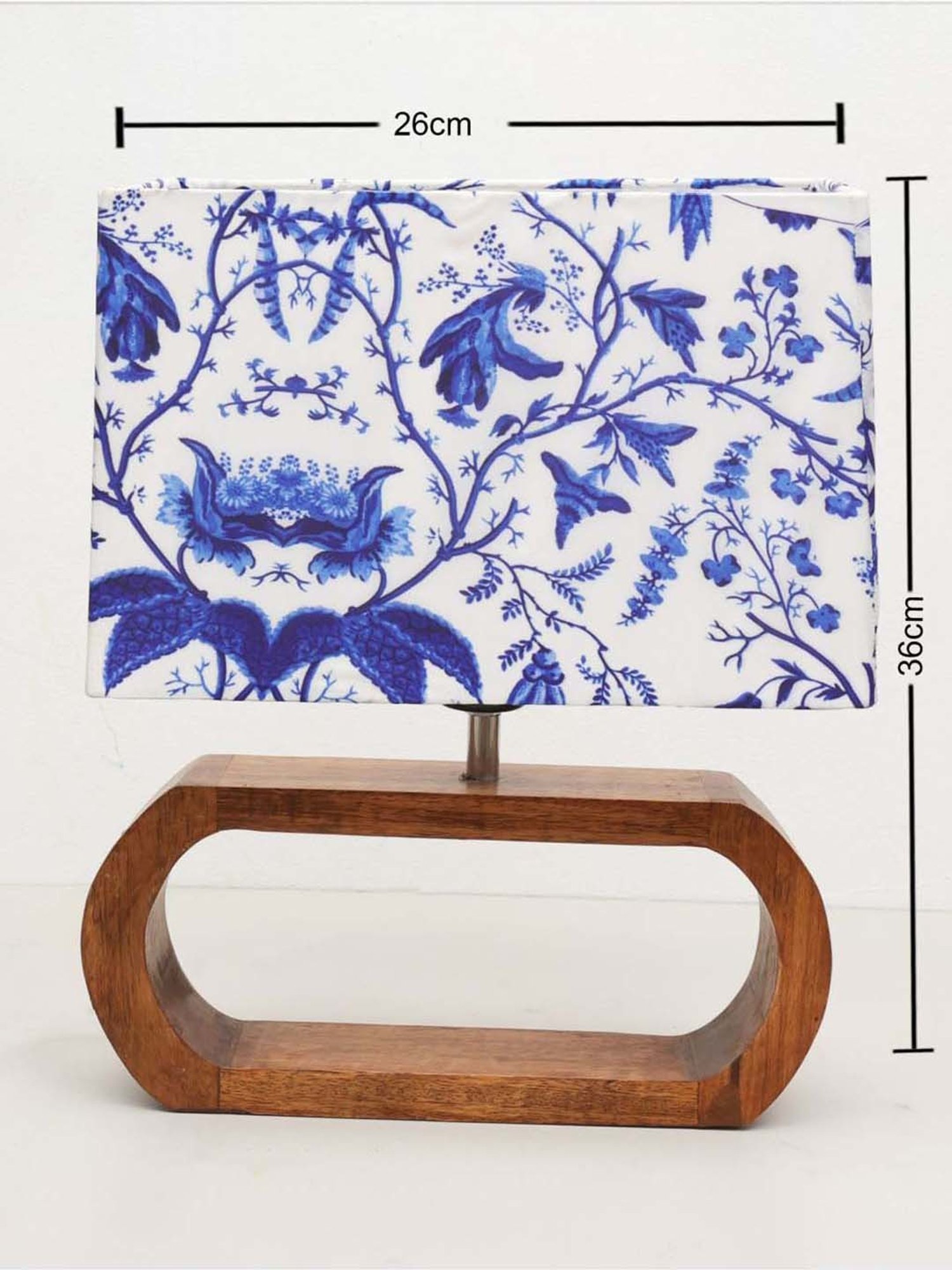 Homesake Blue & Brown Wood Bedside Desk Nightstand Table Lamp