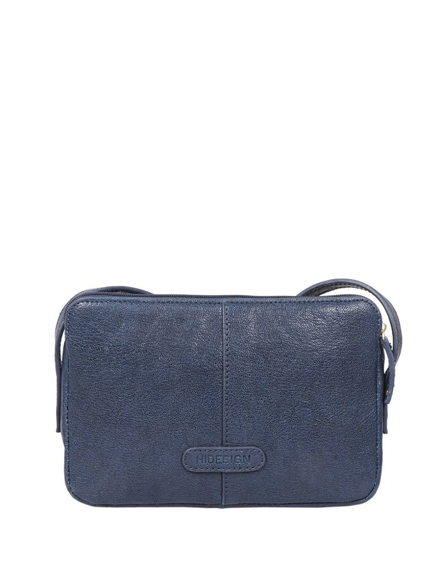Hidesign EI Flourish W4 Blue Leather Solid Sling Handbag