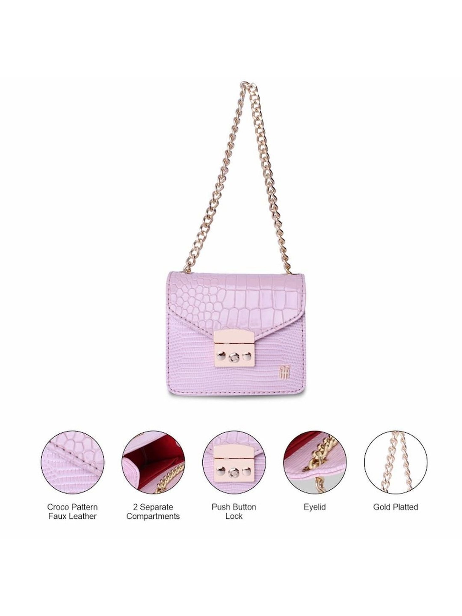 THE HOLISTIK Vibrant Pink Textured Small Sling Handbag