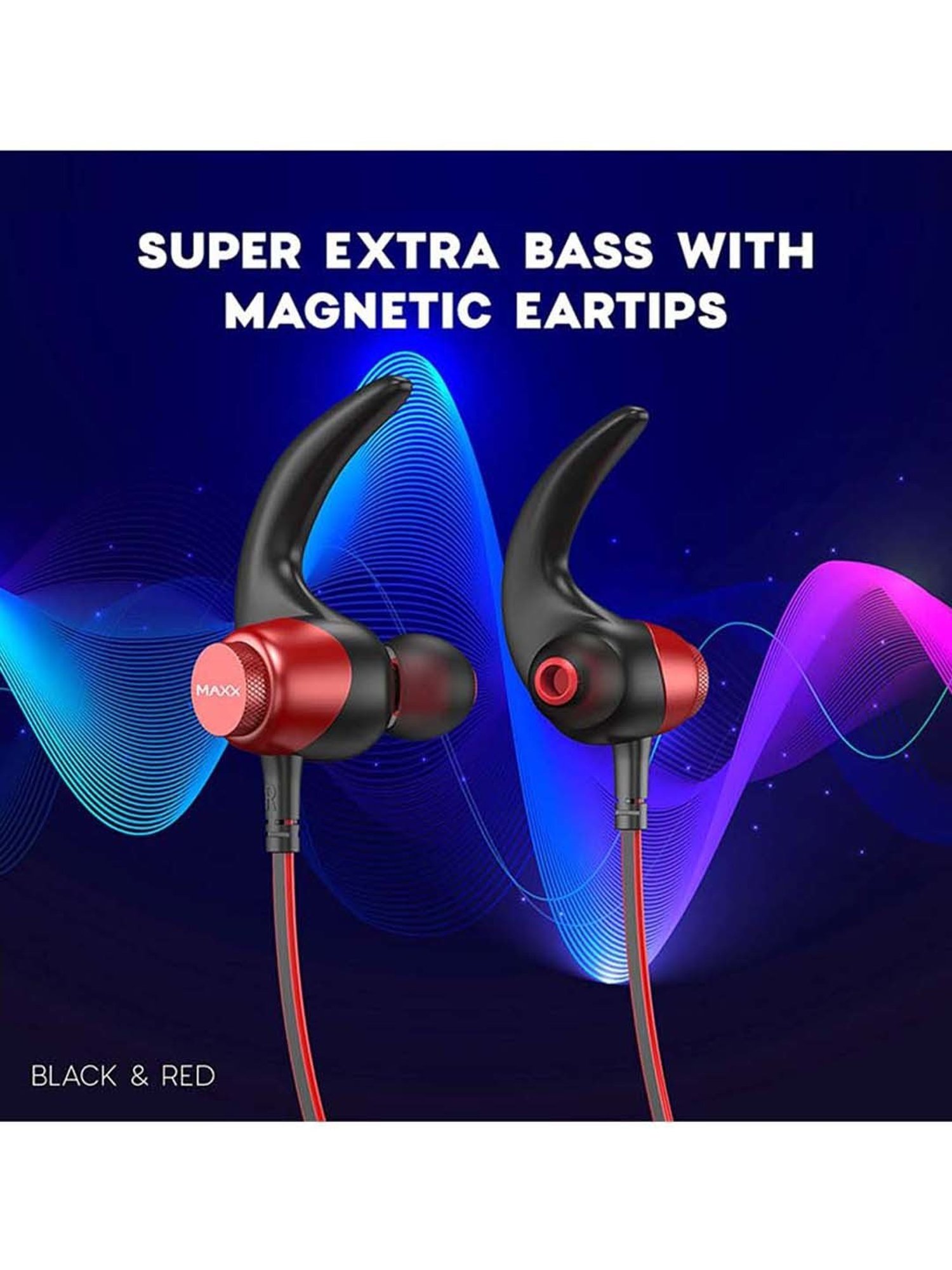 Maxx NX6 Wireless Neckband with Noise Cancellation (Black/Red)